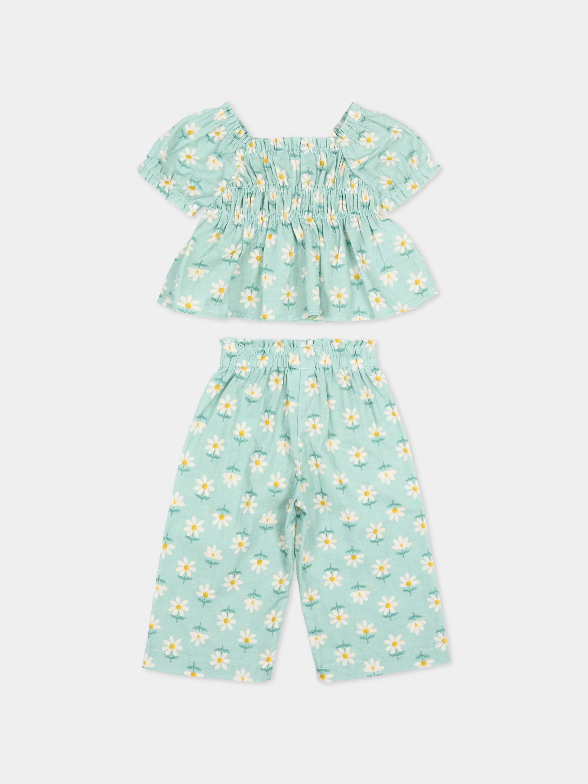 Completo sportivo corto verde per neonata con margherite,Mayoral,1513 073