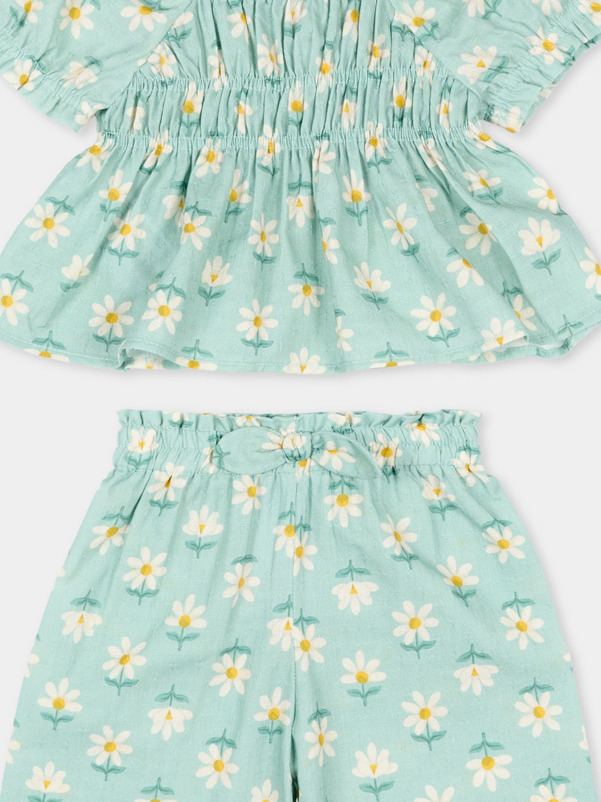 Completo sportivo corto verde per neonata con margherite,Mayoral,1513 073