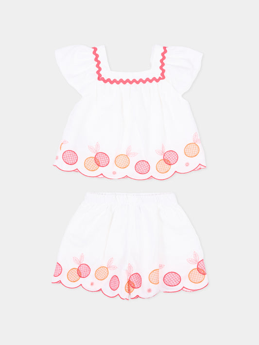 Completo sportivo corto bianco frutta per neonata,Mayoral,1214 081
