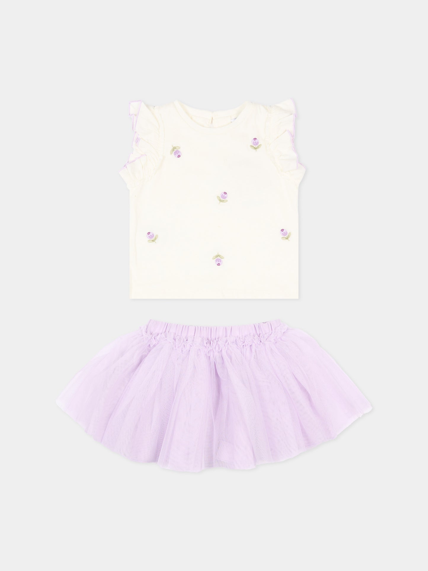 Completo elegante lilla per neonata con fiori ricamati,Mayoral,1933 047