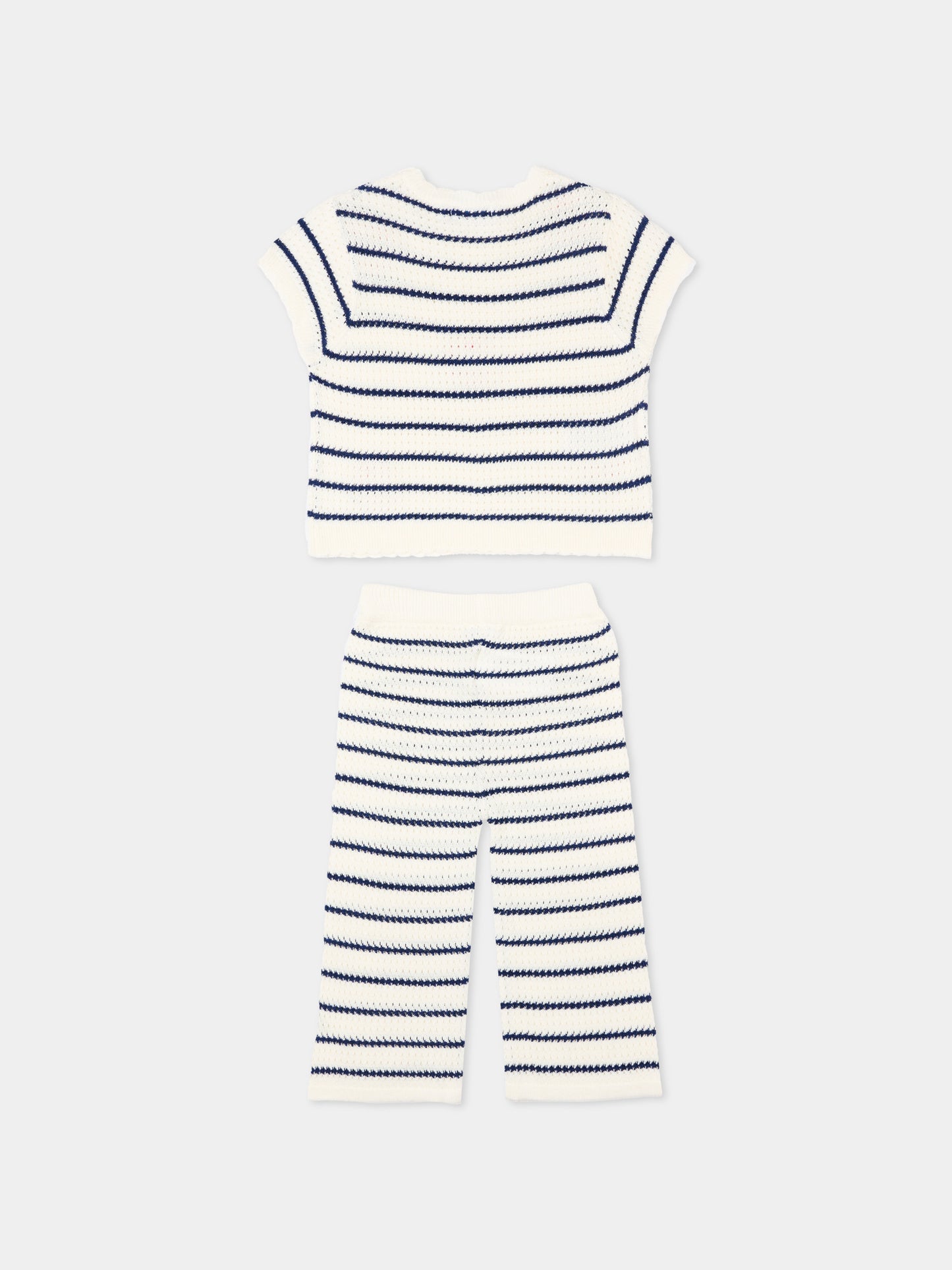 Completo sportivo avorio a righe per neonata con cuori,Mayoral,1516 026