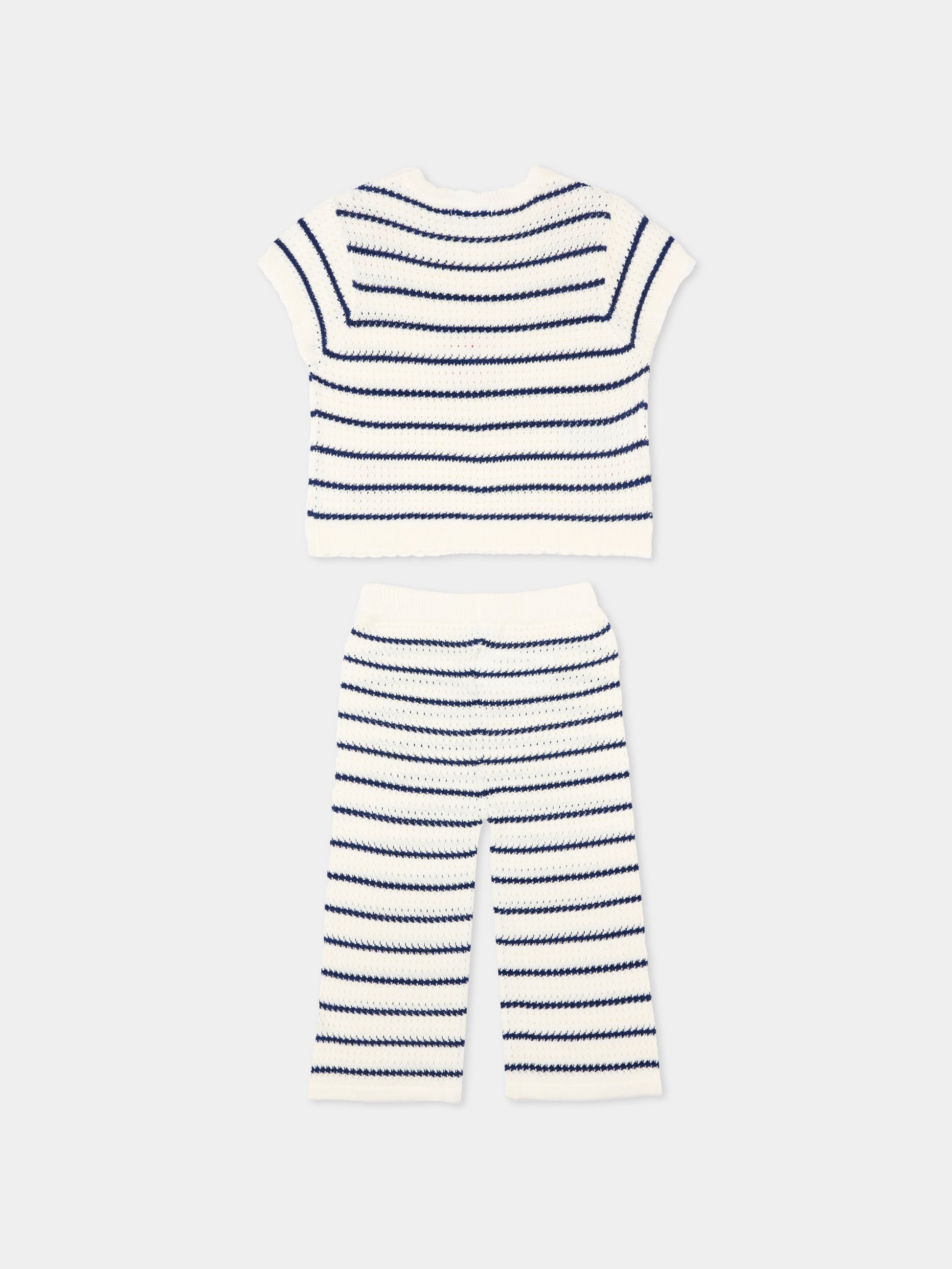 Completo sportivo avorio a righe per neonata con cuori,Mayoral,1516 026