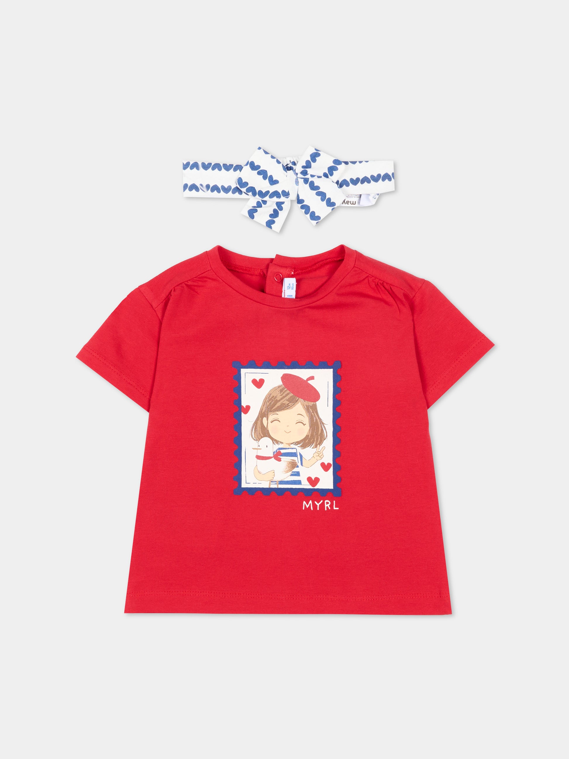 T-Shirt rossa per neonata con stampa,Mayoral,1081 010