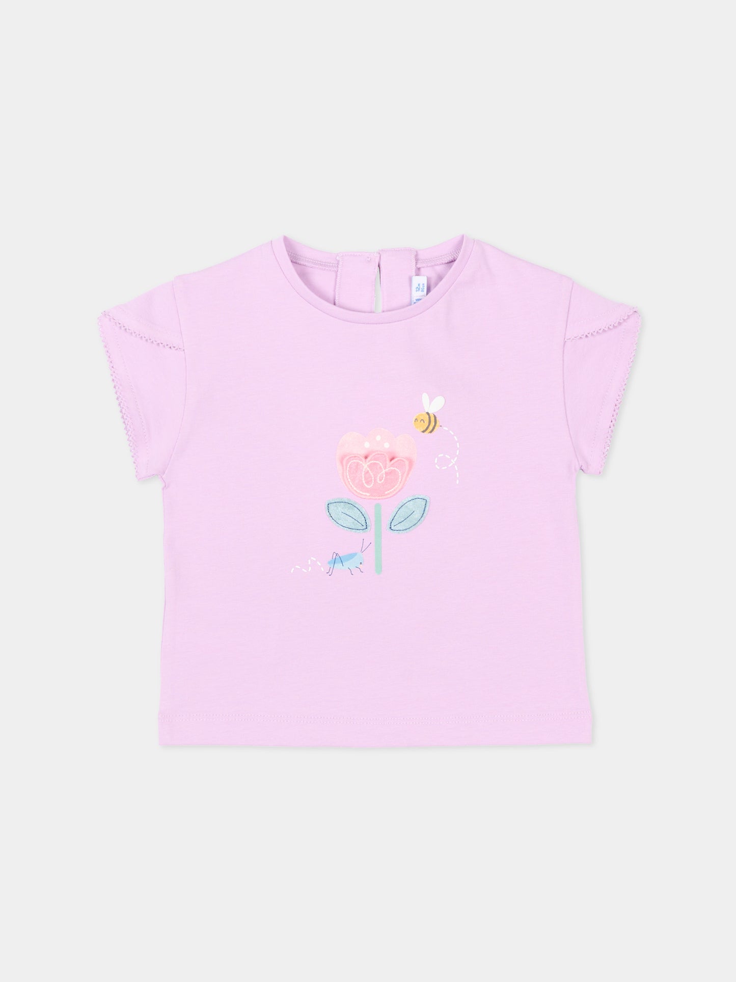 T-Shirt lilla per neonata con stampa fiore,Mayoral,1087 026