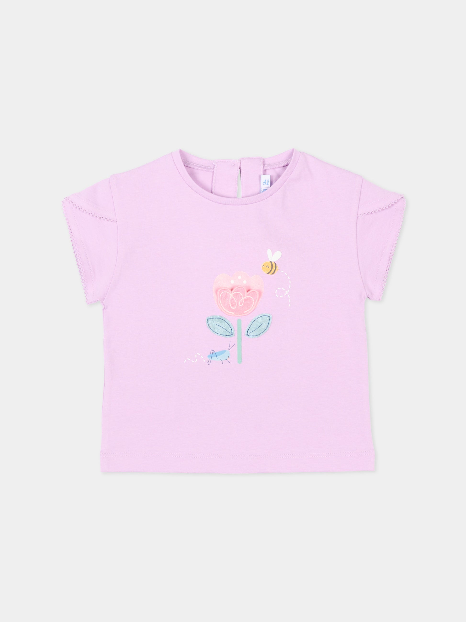 T-Shirt lilla per neonata con stampa fiore,Mayoral,1087 026
