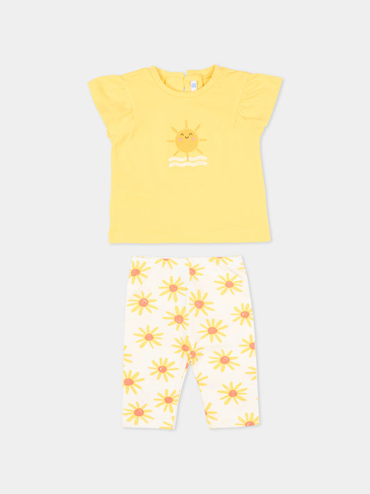 Completo sportivo corto giallo per neonata con sole,Mayoral,1751 091