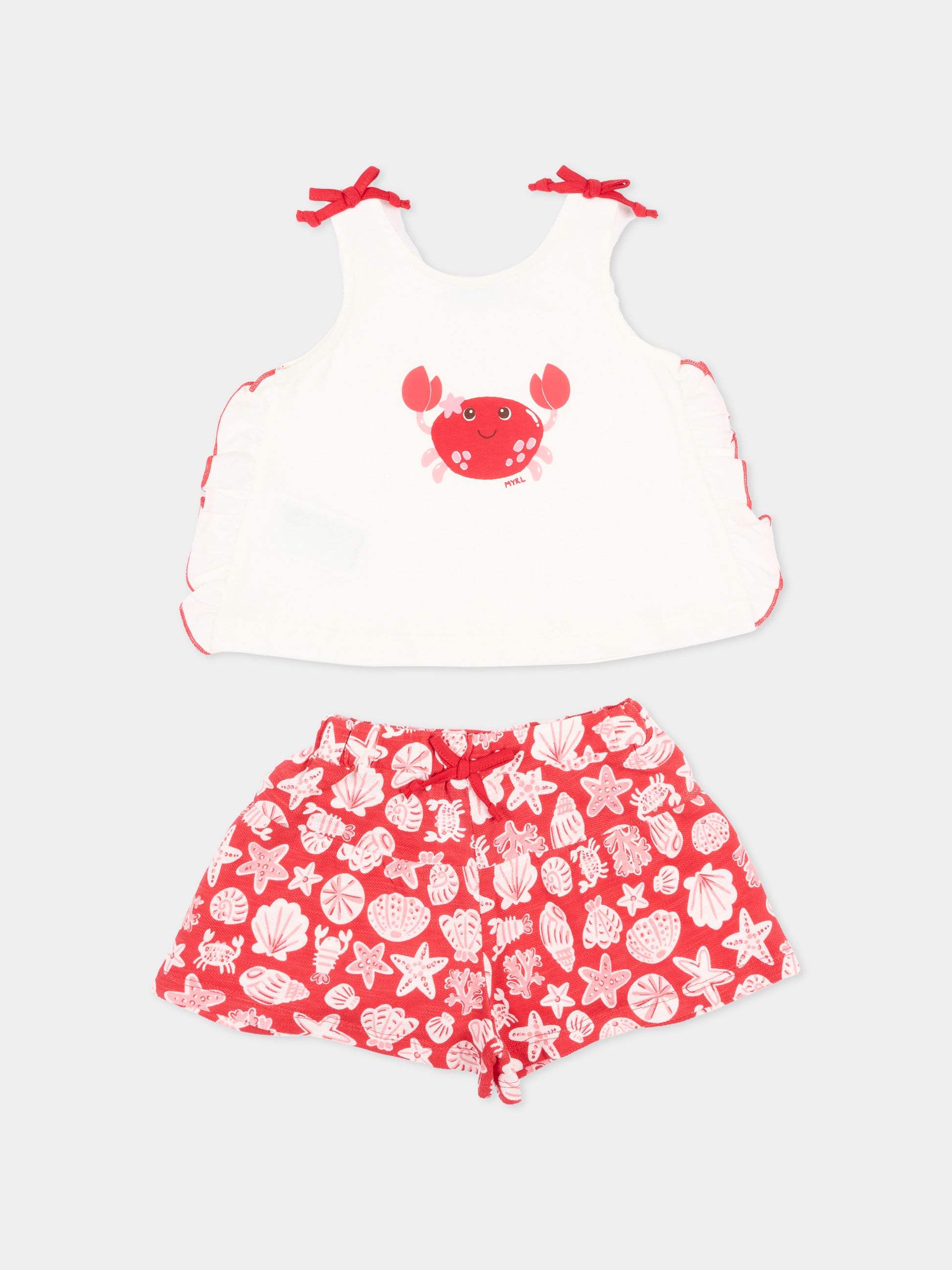 Completo sportivo rosso per neonata con stampa mare,Mayoral,1210 065