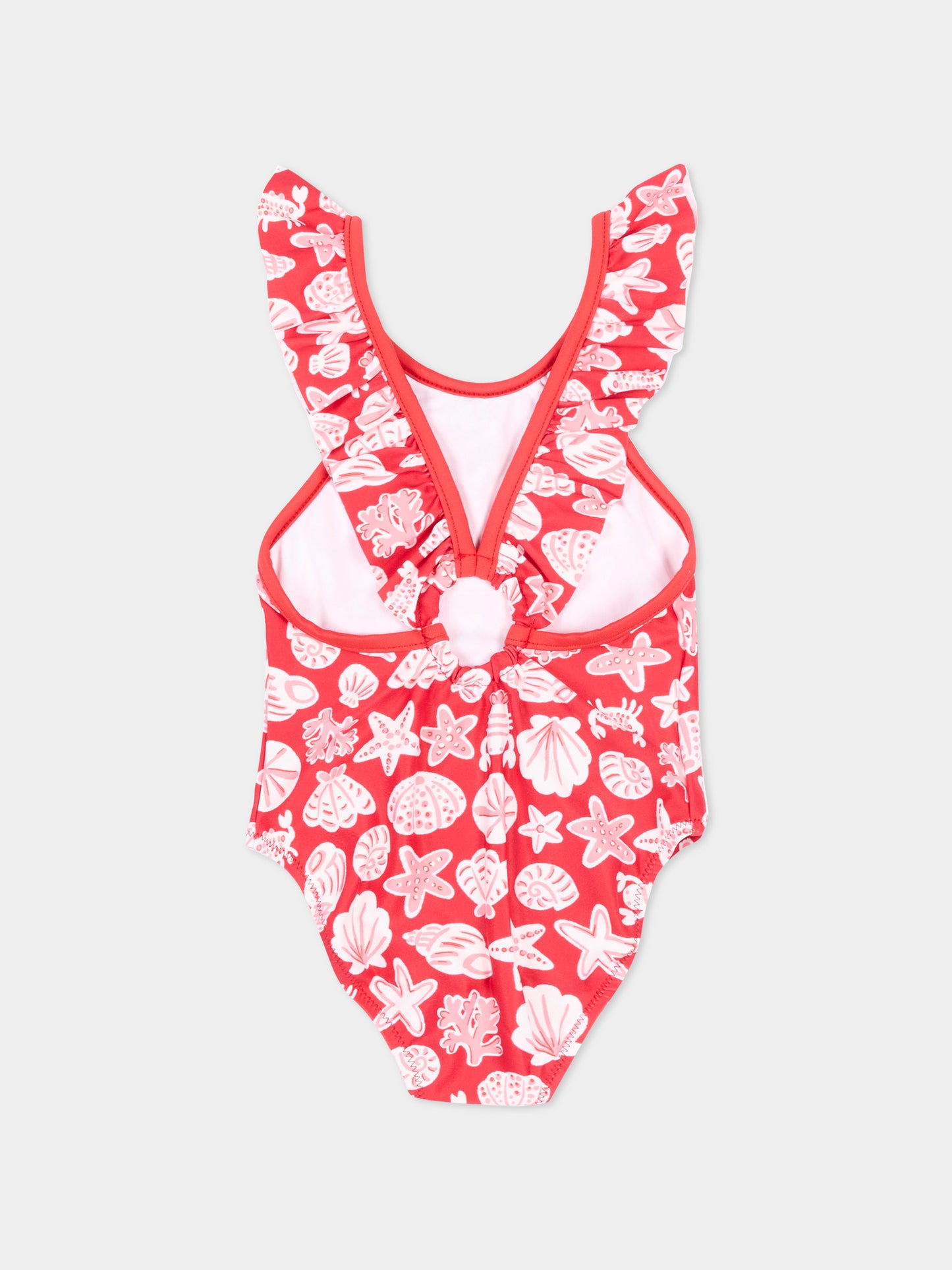 Costume intero rosso per neonata stampa mare,Mayoral,1754 020