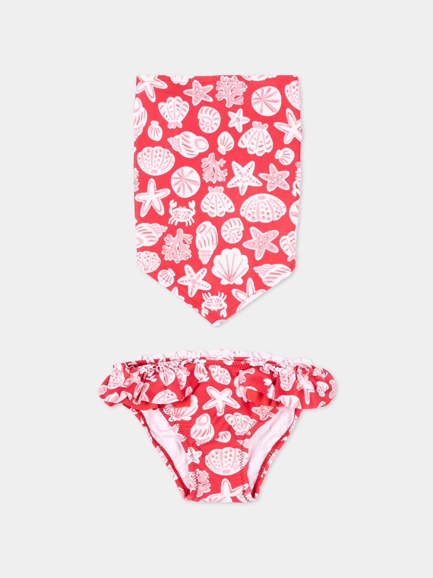 Slip bikini rosso per neonata con bandana,Mayoral,1657 079