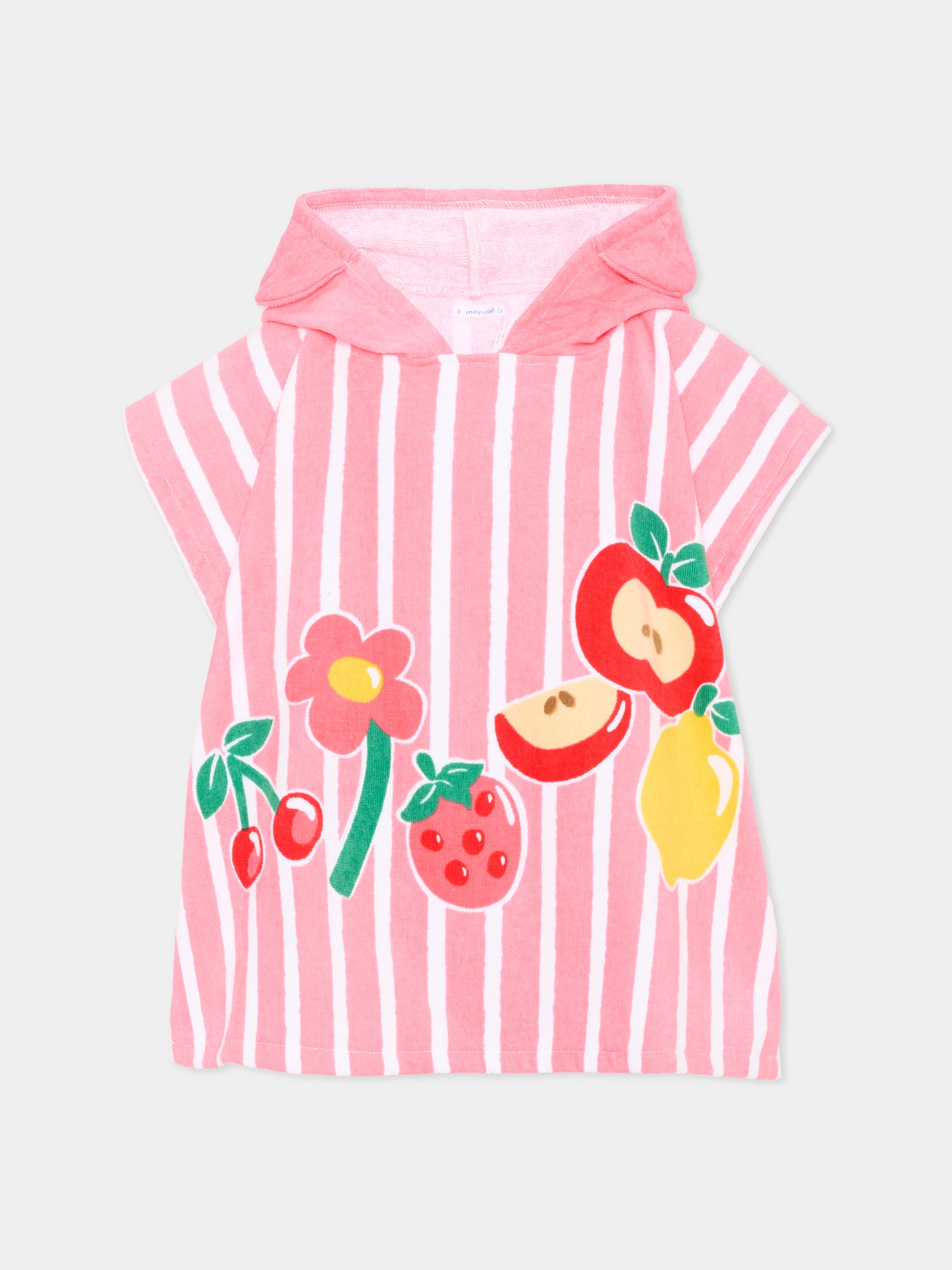 Accappatoio rosa per neonata con frutta,Mayoral,10165 070