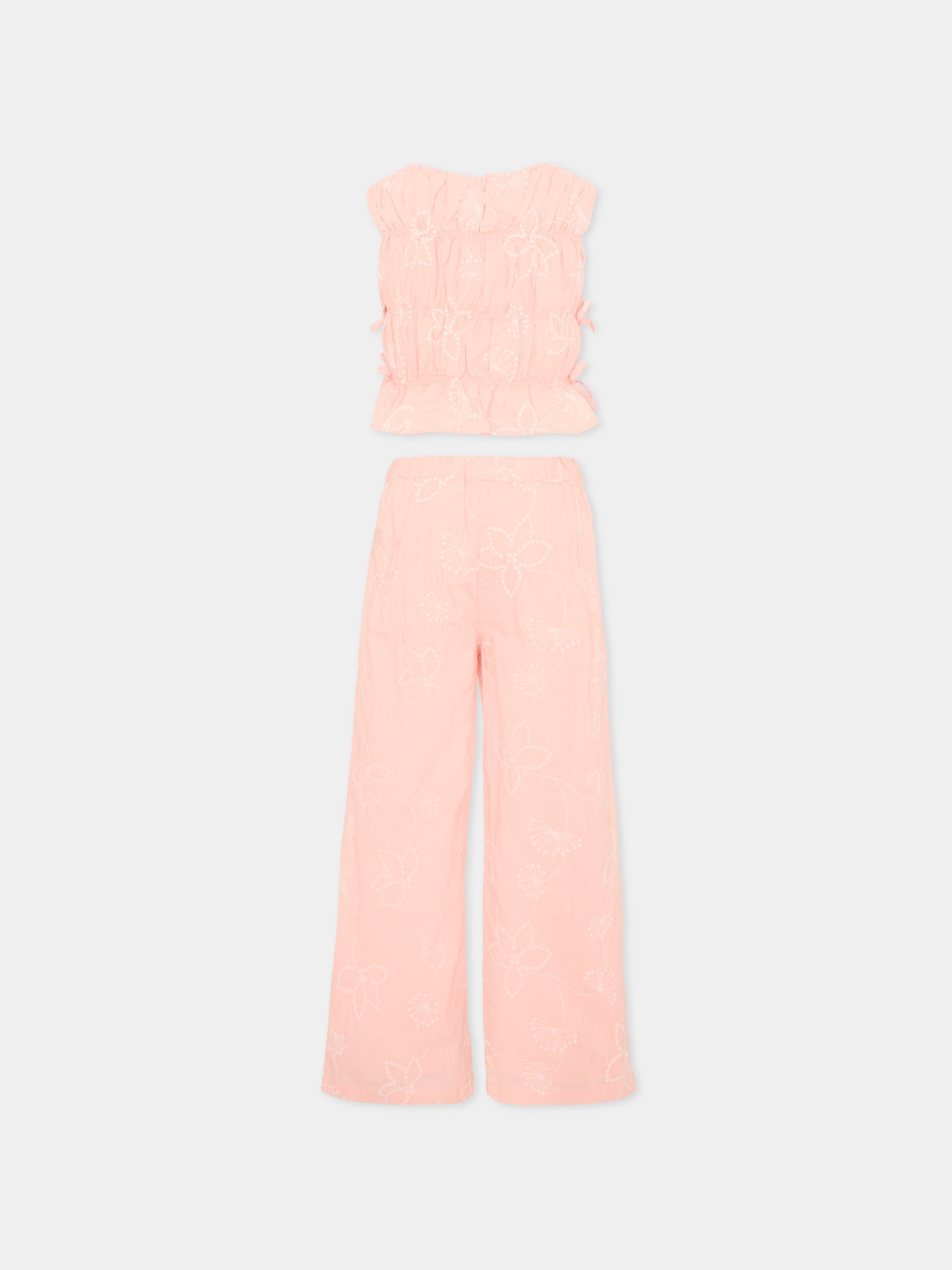 Completo rosa per bambina con motivo floreale,Mayoral,3592 077