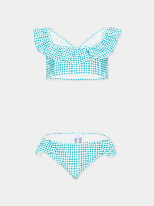 Bikini azzurro vichy per bambina,Mayoral,3734 044