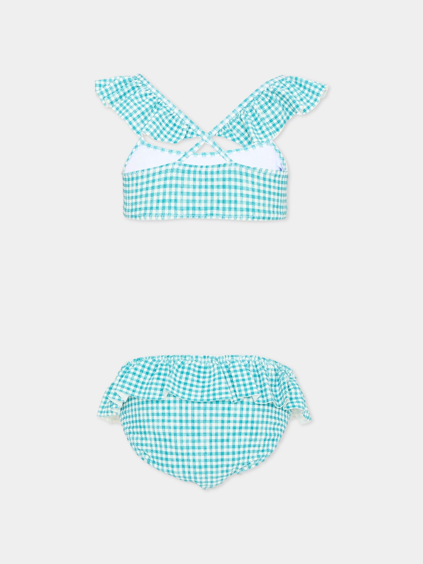 Bikini azzurro vichy per bambina,Mayoral,3734 044