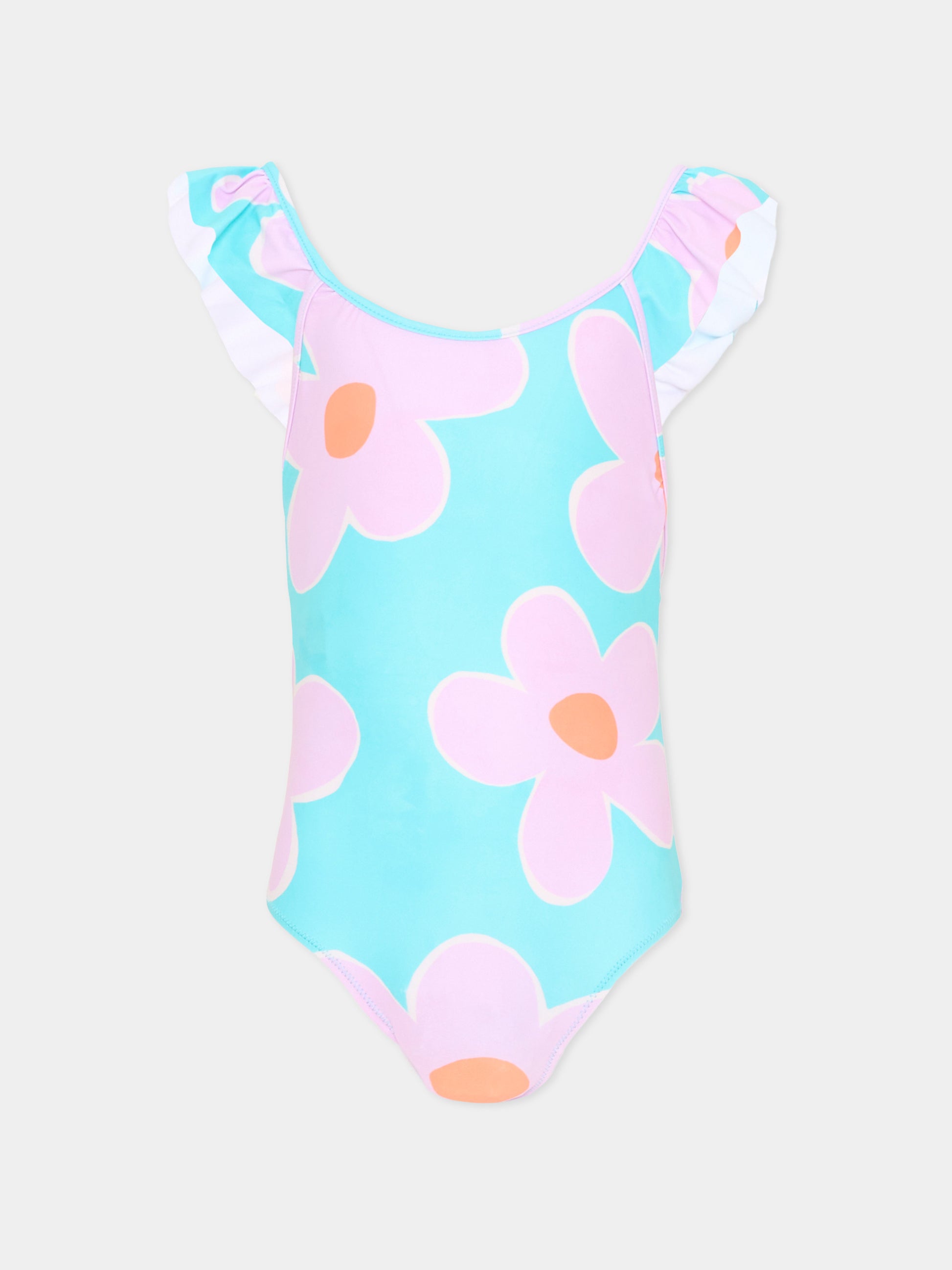 Costume intero lilla per bambina con fiori,Mayoral,3738 053