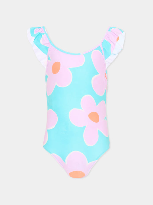 Costume intero lilla per bambina con fiori,Mayoral,3738 053