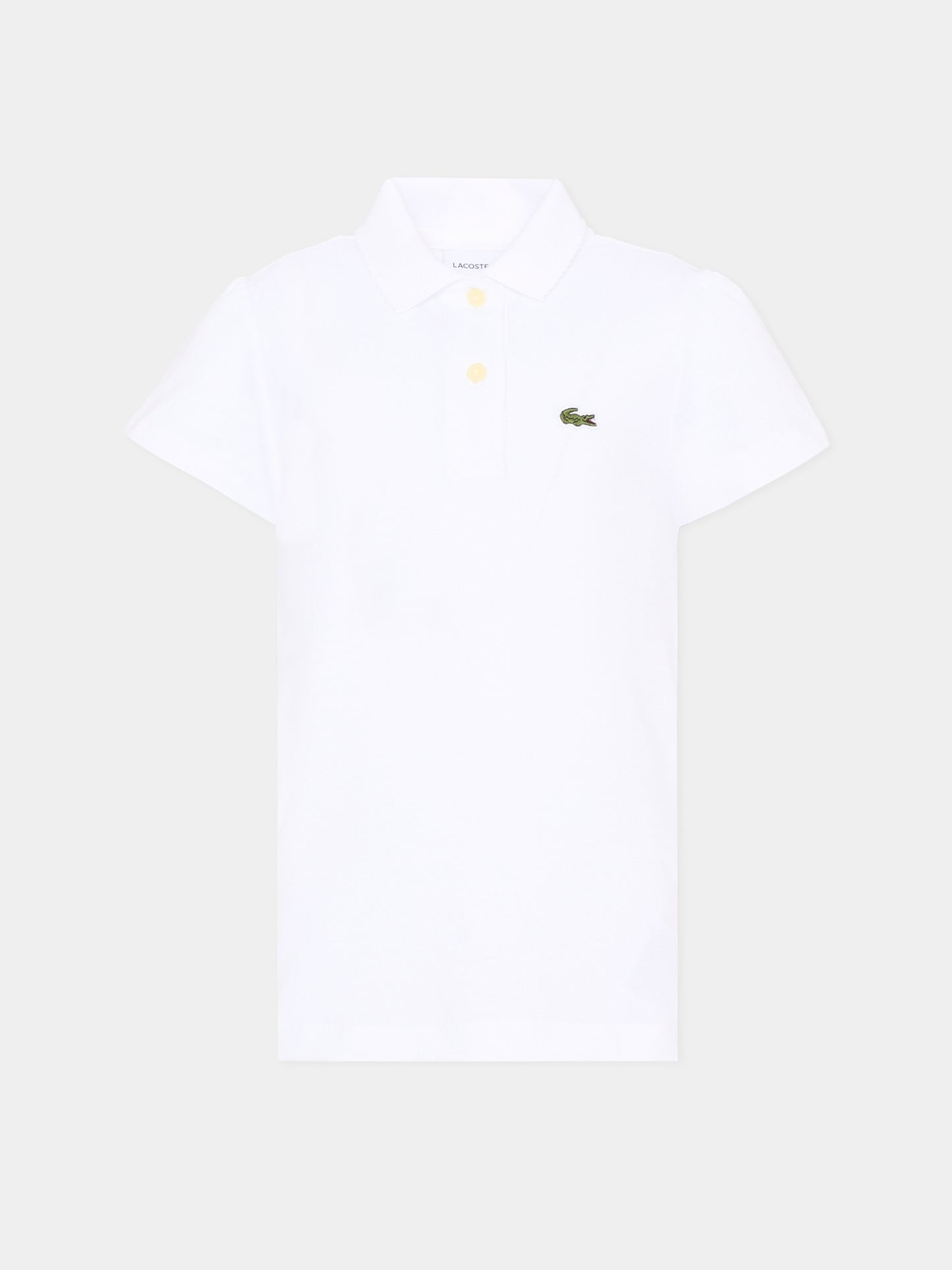 Polo bianca per bambina con logo,Lacoste,7026 W8L
