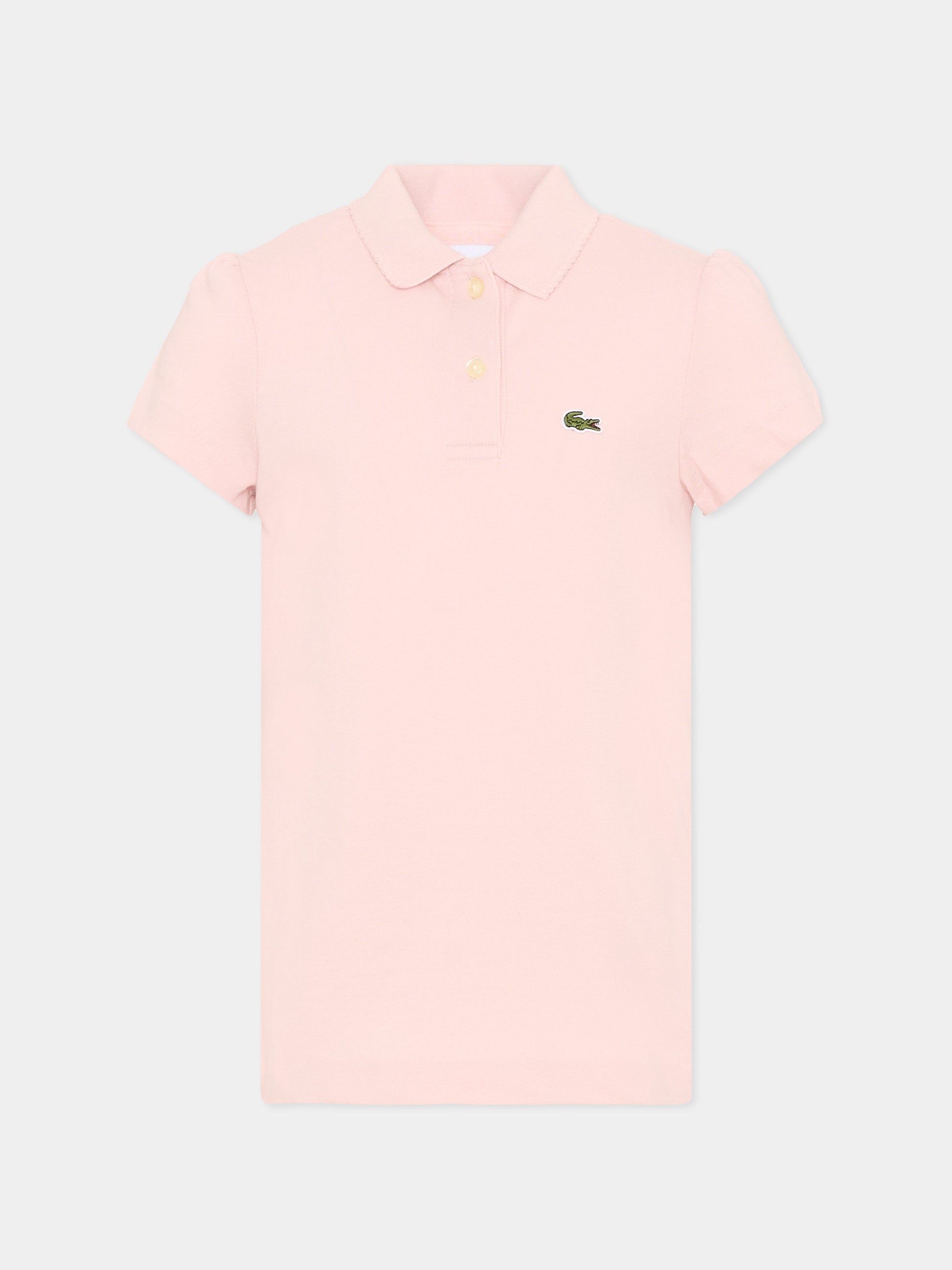 Polo rosa per bambina con logo,Lacoste,7026 AL5