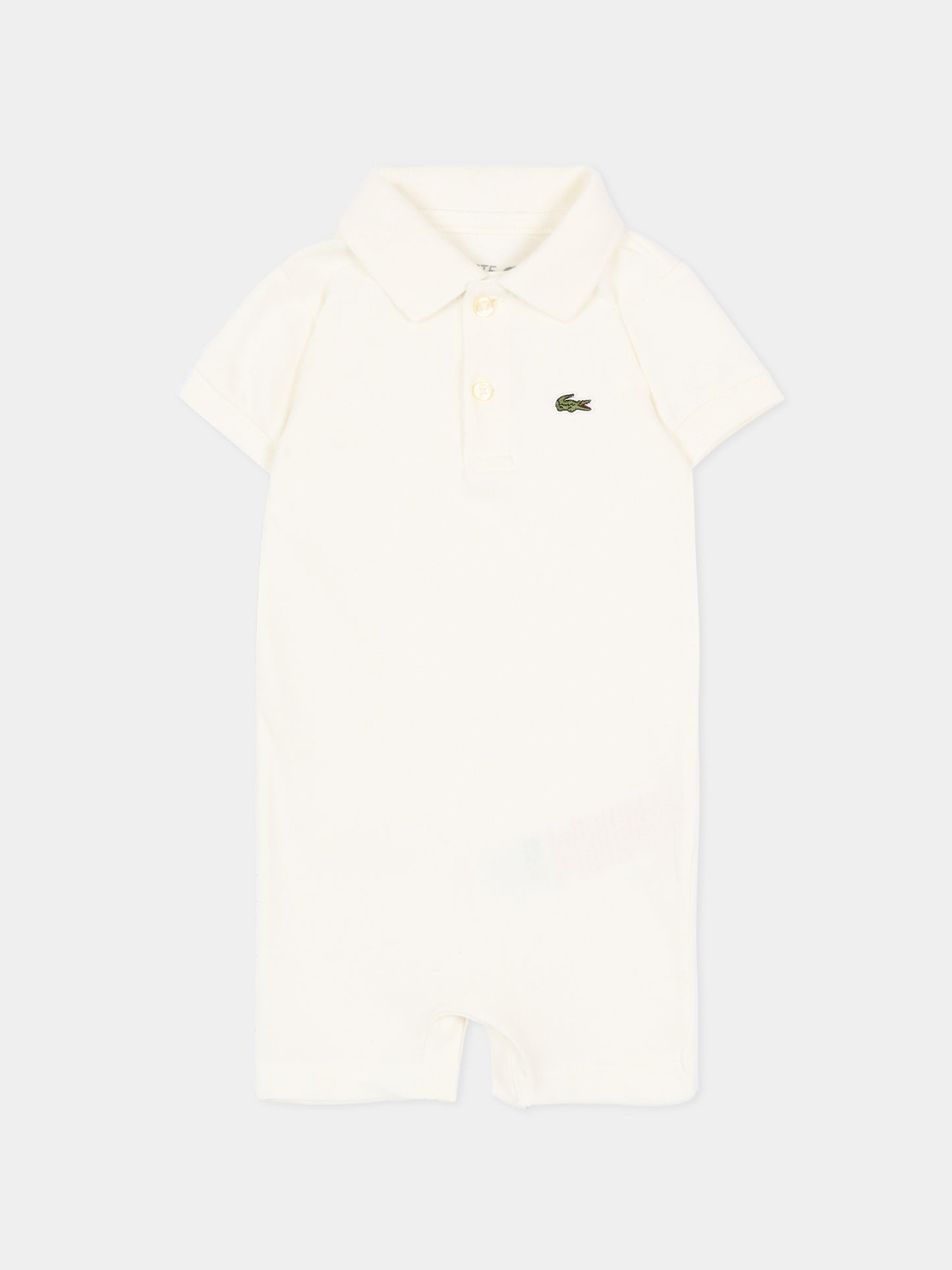 Pagliaccetto avorio per neonato con logo,Lacoste,7455 70V