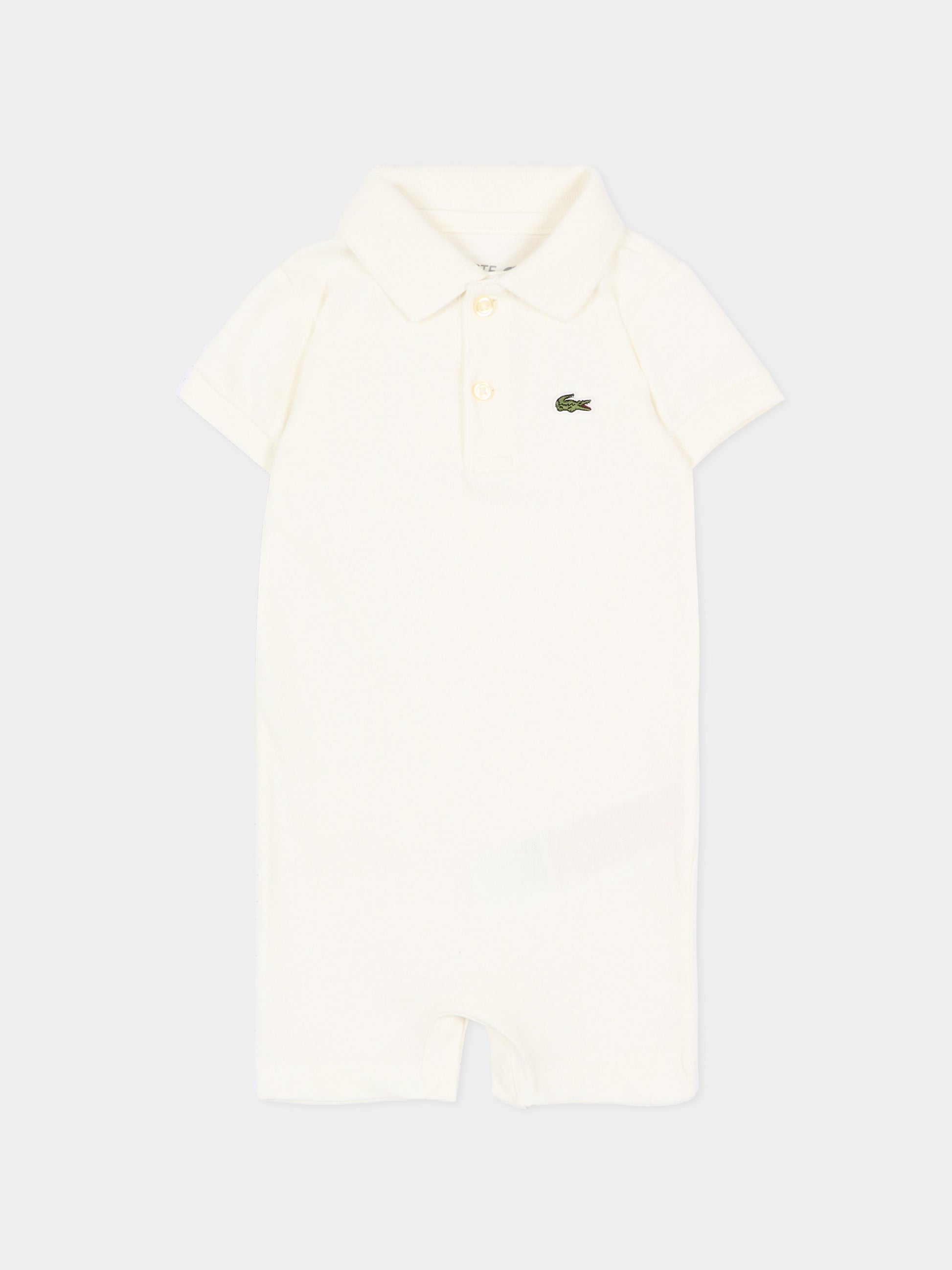 Pagliaccetto avorio per neonato con logo,Lacoste,7455 70V