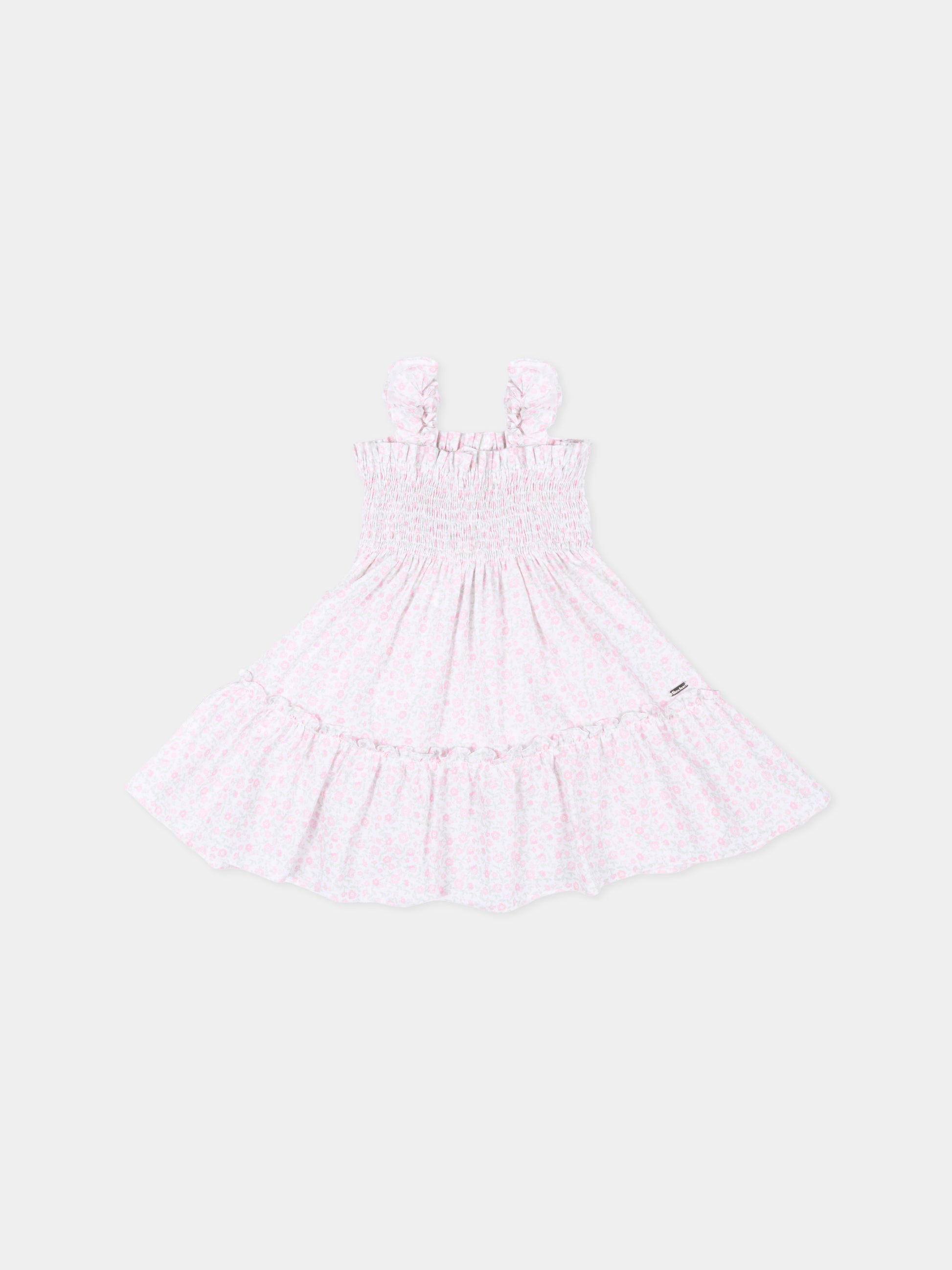 Vestito rosa per neonata con stampa floreale,Patachou,PAP VET4233621 Z0155