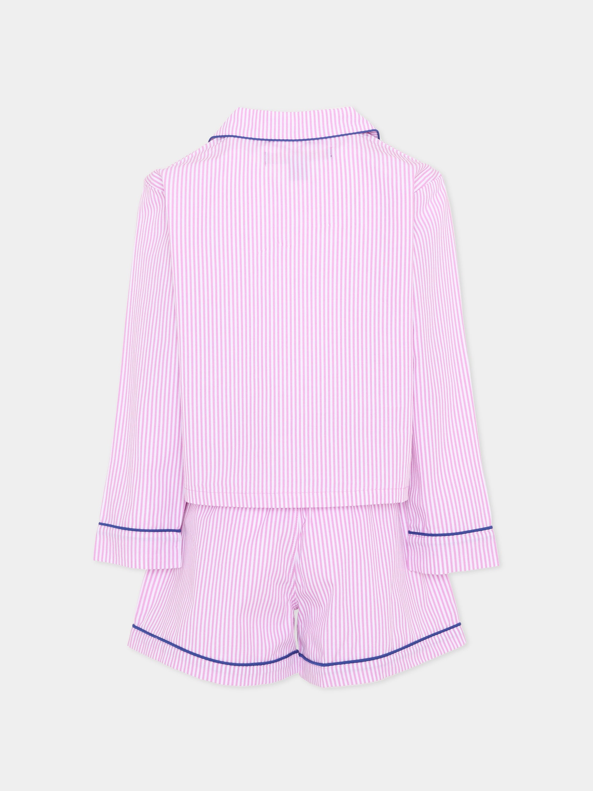 Pigiama viola a righe per bambina,Ralph Lauren Kids,3P0285 PFD