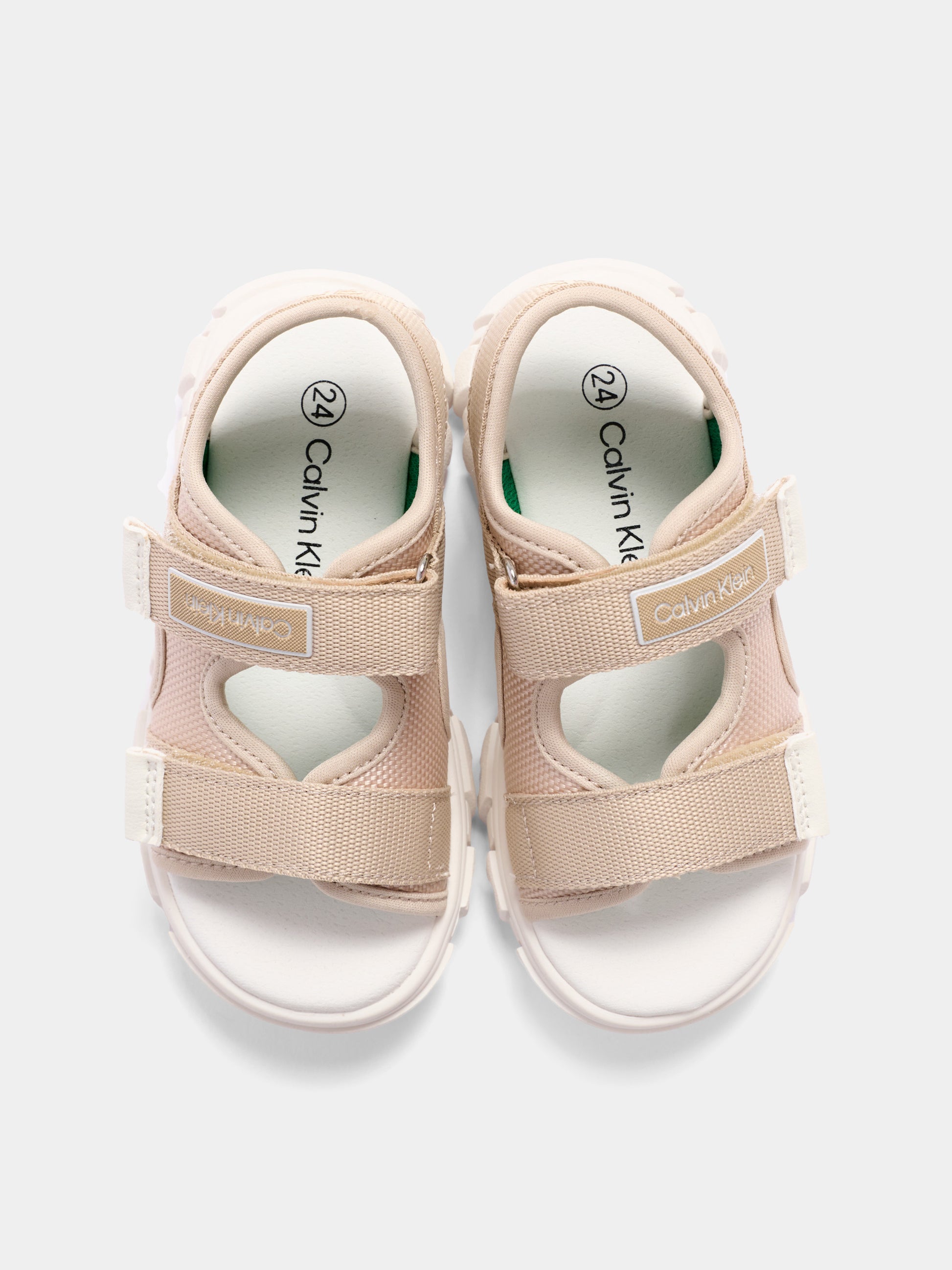 Sandali beige per bambini con logo,Calvin Klein Kids,V1B2 83321 1564500