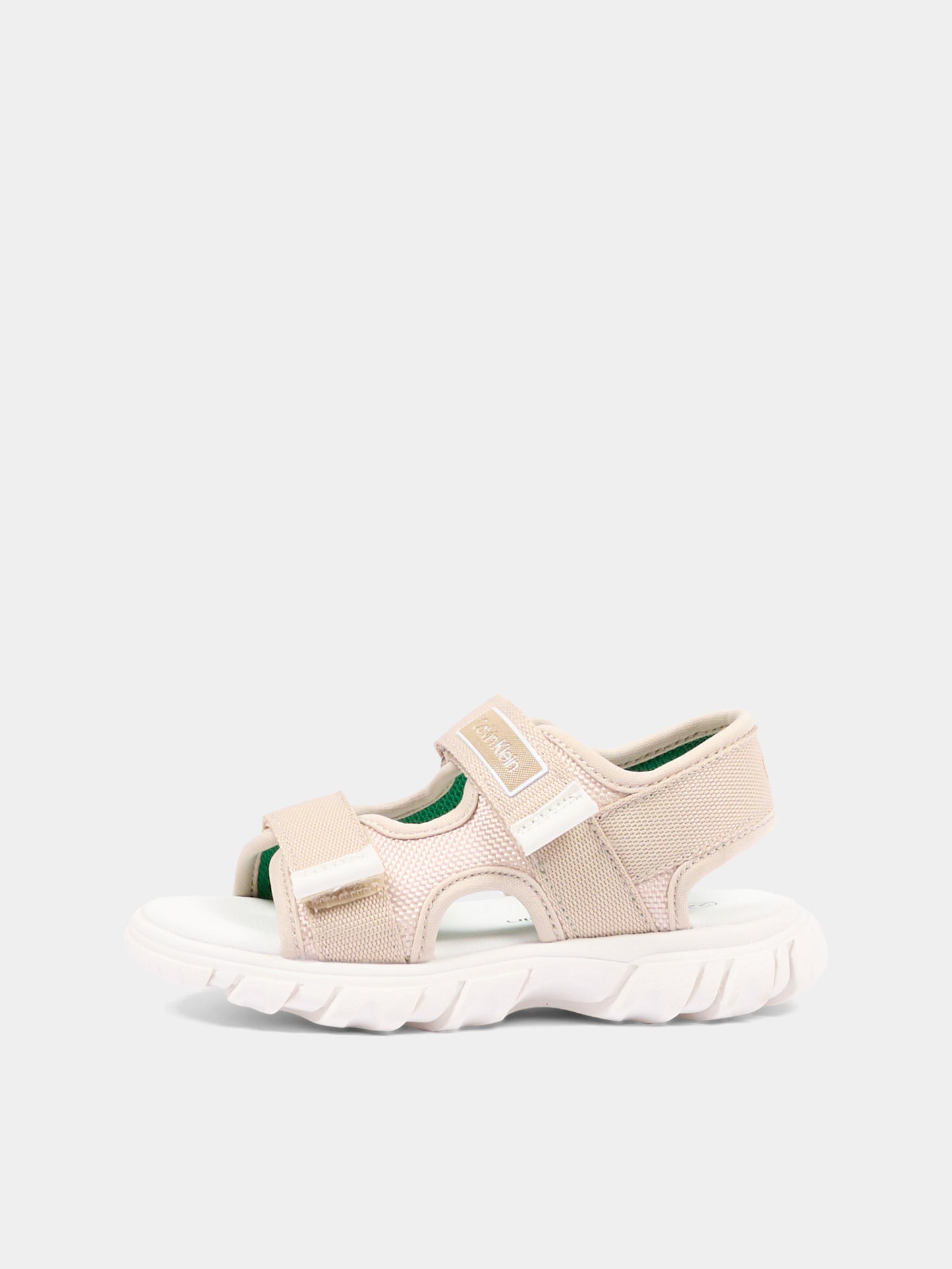 Sandali beige per bambini con logo,Calvin Klein Kids,V1B2 83321 1564500