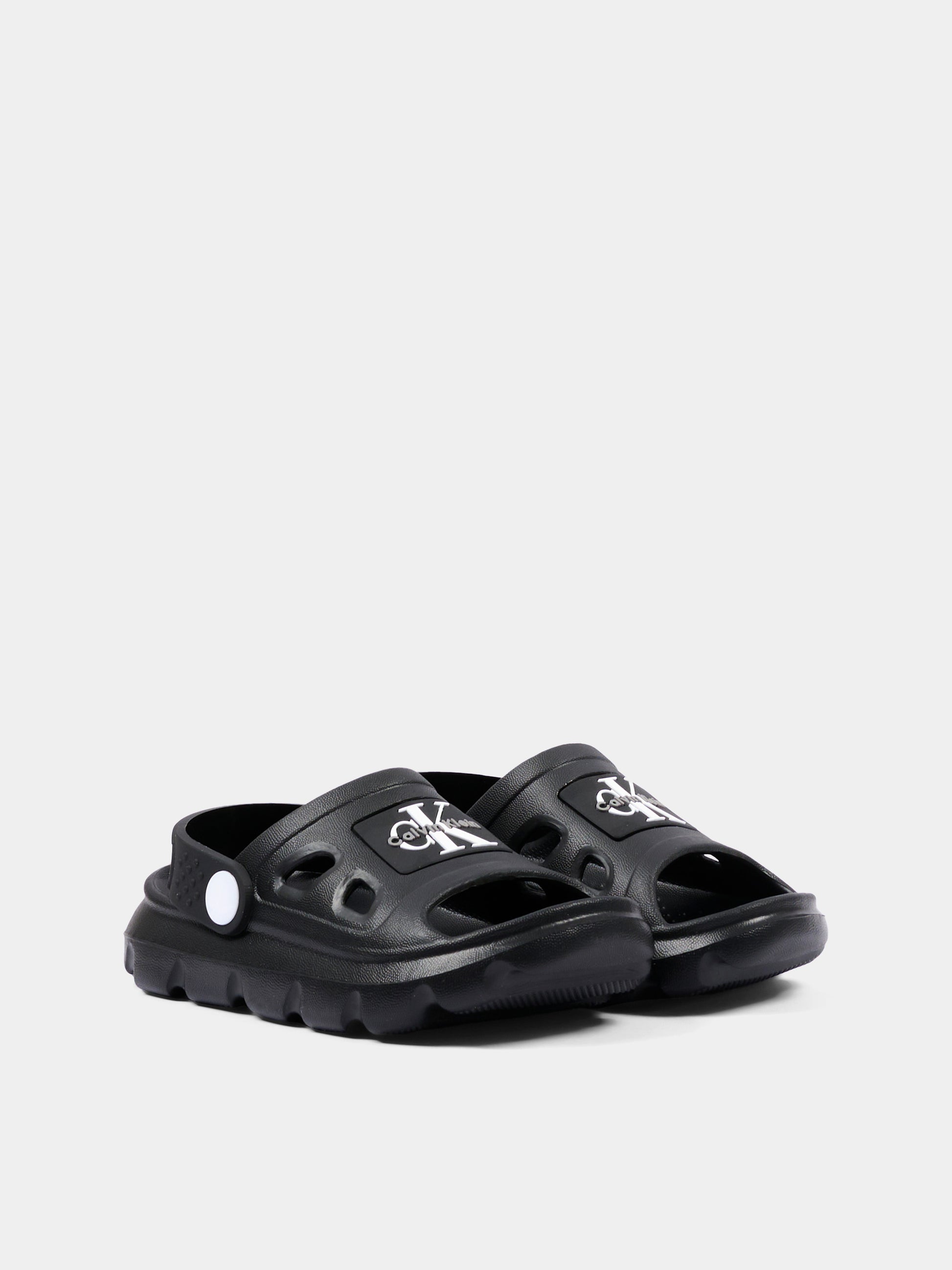 Sandali neri per bambini con logo,Calvin Klein Kids,V1XF 83326 0083999