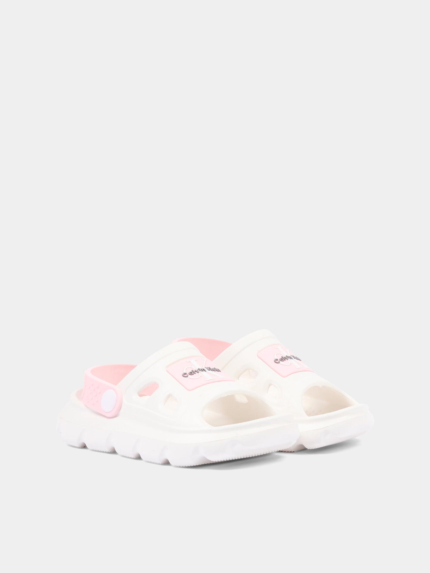 Sandali bianchi per bambina con logo,Calvin Klein Kids,V1AF 83264 0083A704
