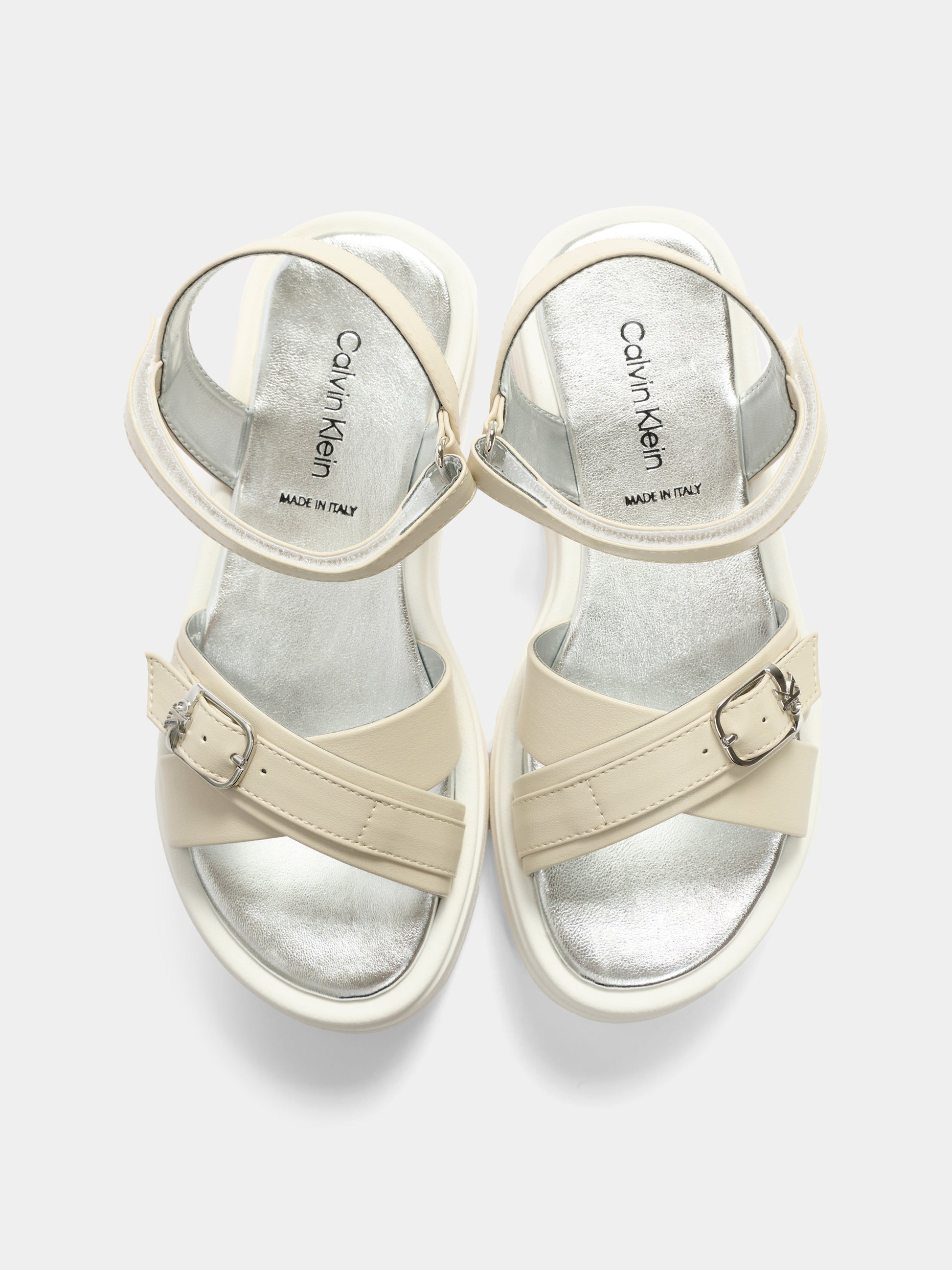 Sandali beige per bambina con logo,Calvin Klein Kids,V4A2 83260 0326500