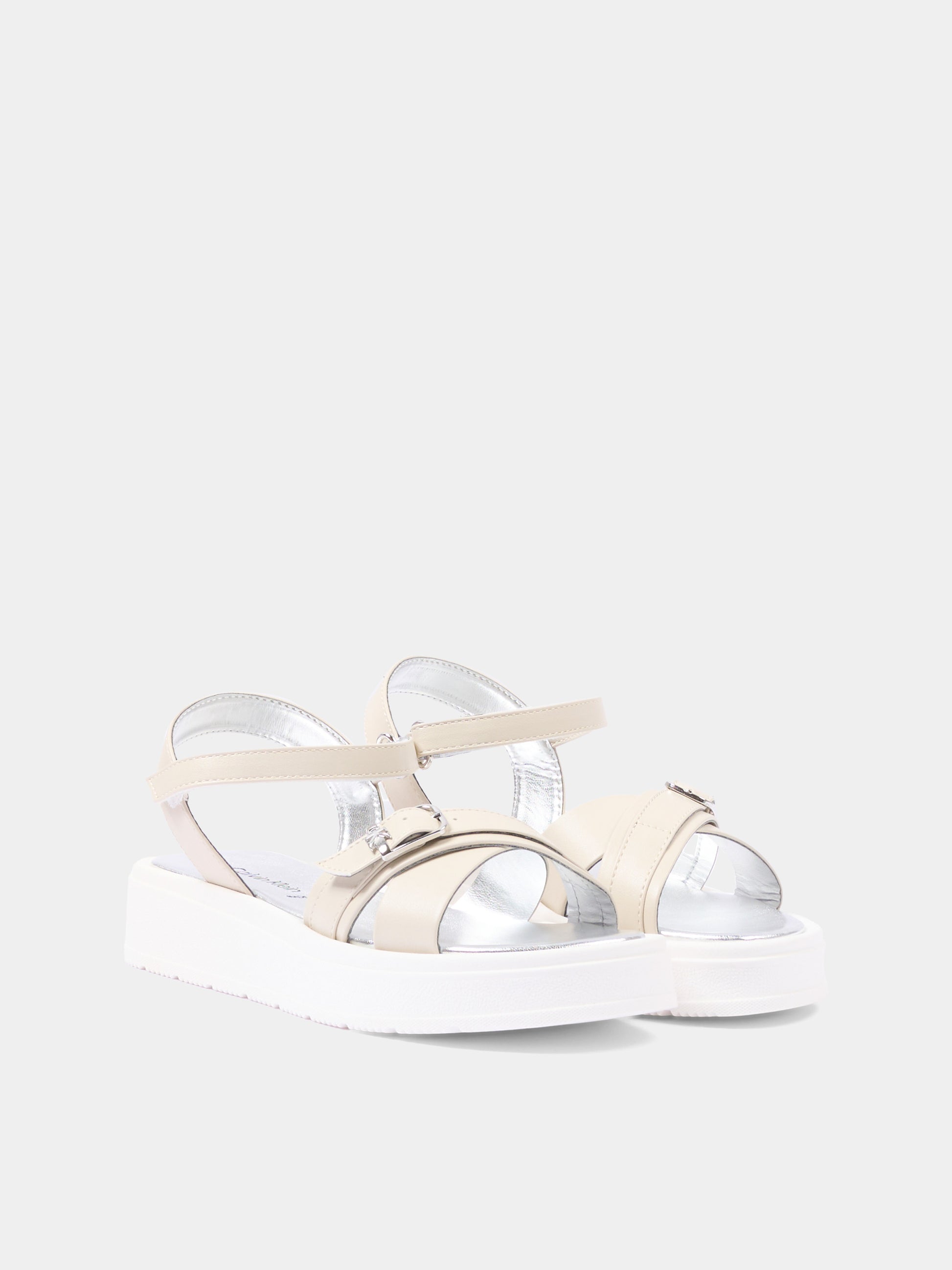 Sandali beige per bambina con logo,Calvin Klein Kids,V4A2 83260 0326500