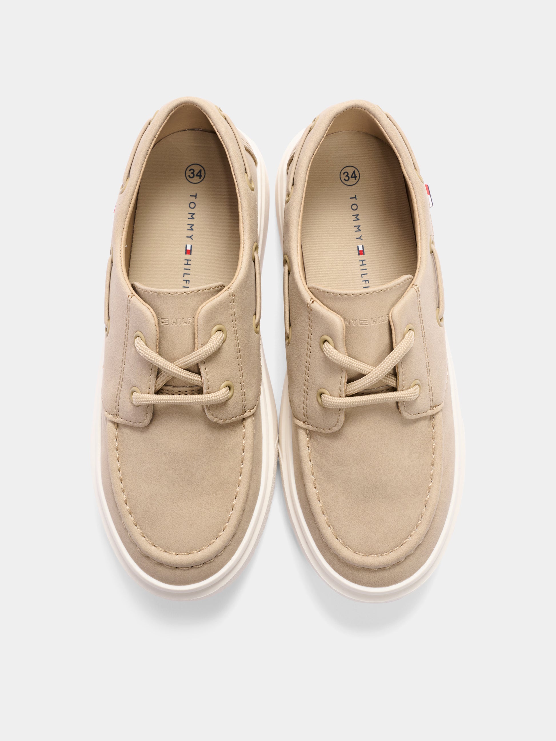 Mocassini beige per bambino con logo,Tommy Hilfiger Junior,T3B4 34352 0315500