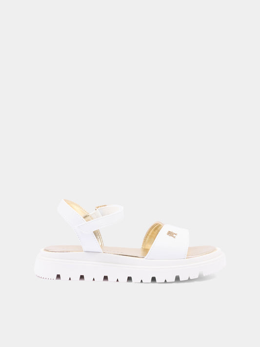 Sandali avorio per bambina con monogram,Tommy Hilfiger Junior,T4A2 34301 0326X048