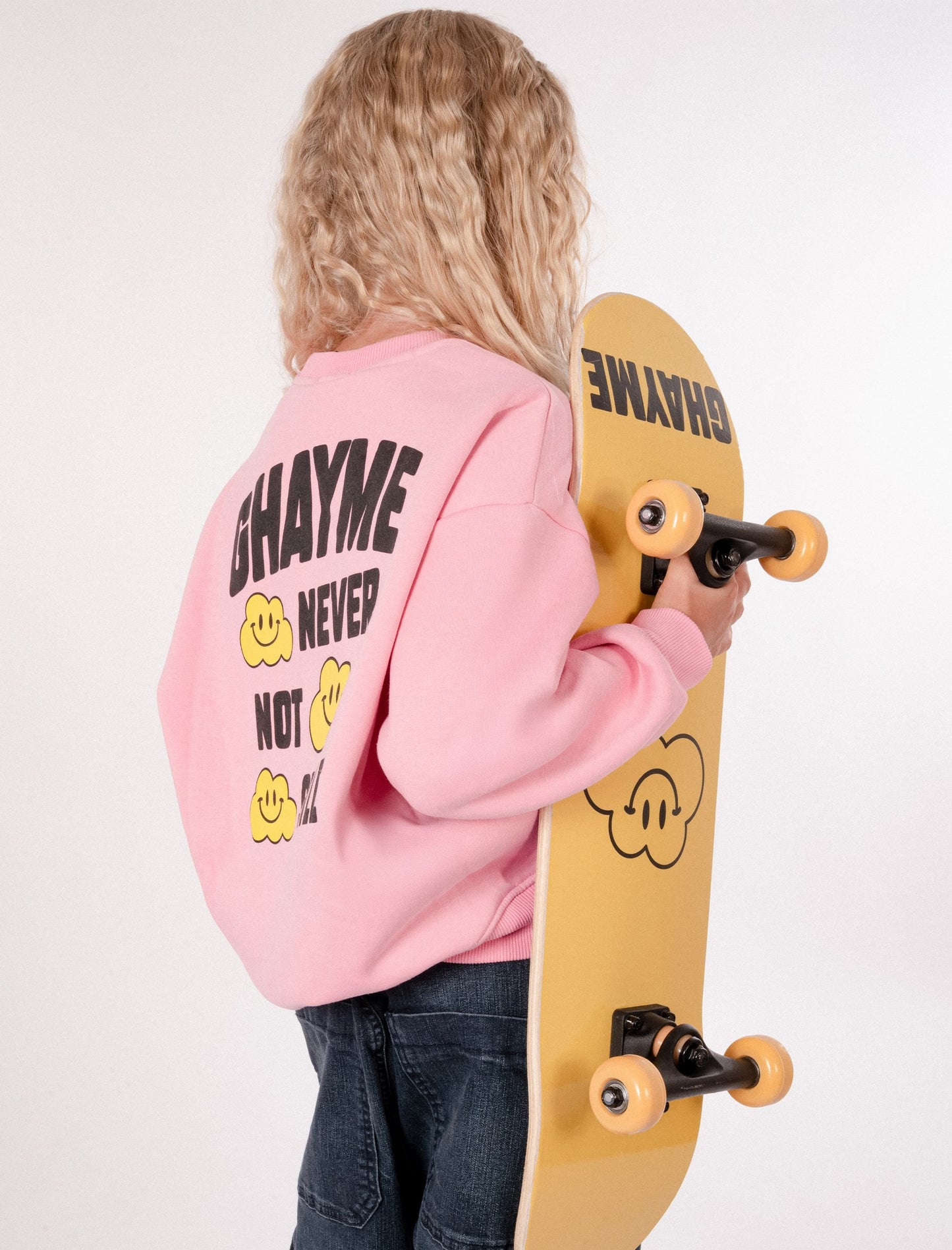 Felpa rosa per bambini con nuvola gialla e scritta,Ghayme,F5GAJUSW012 045