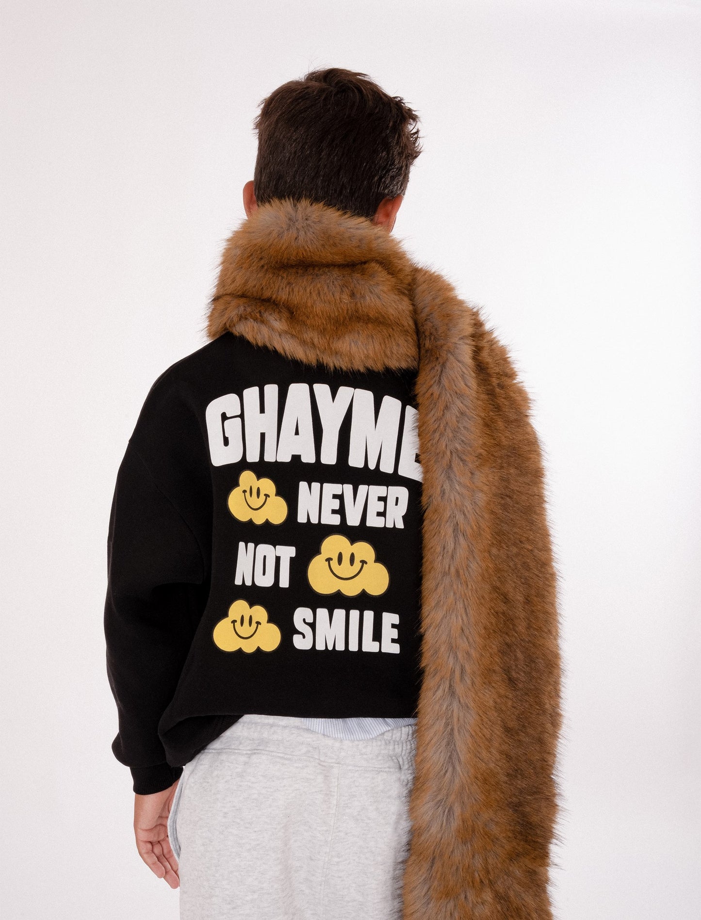 Felpa nera per bambini con nuvola gialla e scritta,Ghayme,F5GAJUSW012 110