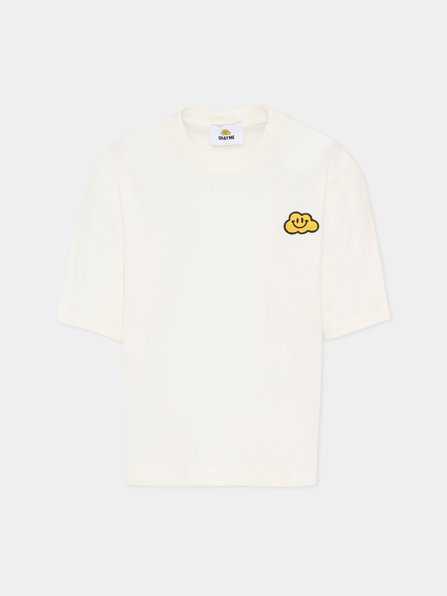 T-shirt bianca per bambini con nuvola gialla,Ghayme,F5GAJUTH006 002
