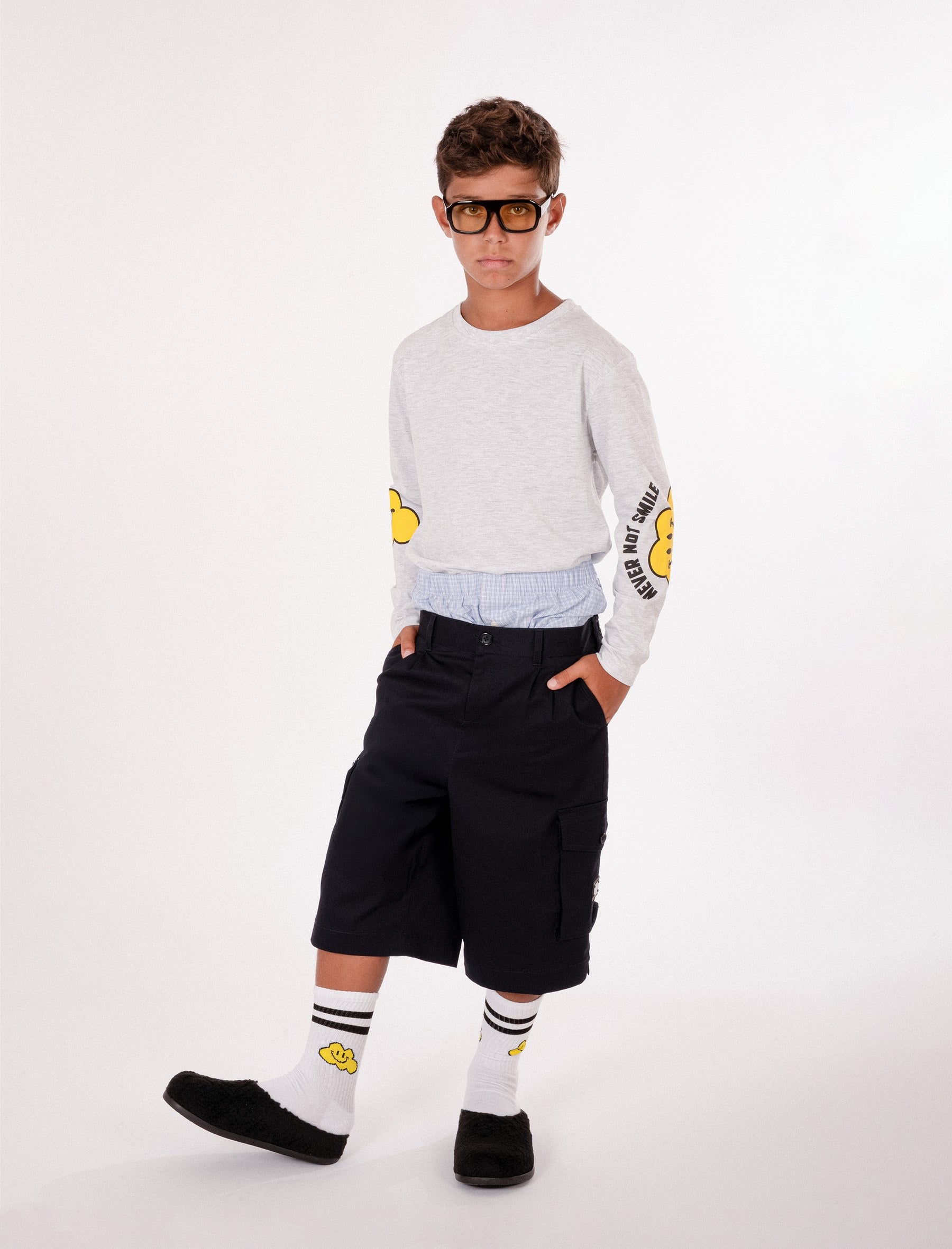 T-shirt grigia per bambini con nuvola gialla e scritta,Ghayme,F5GAJUTH004 107