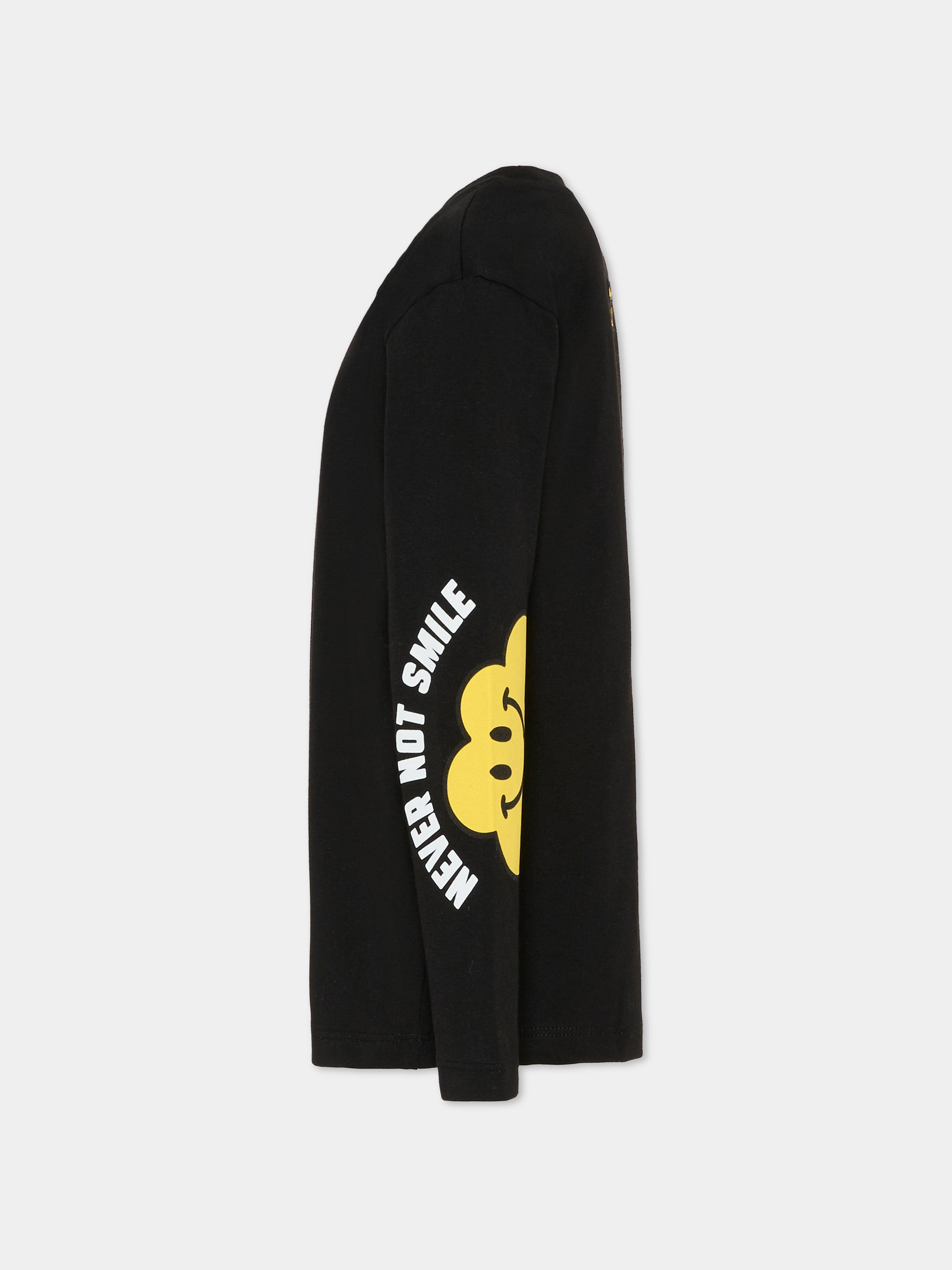 T-shirt nera per bambini con nuvola gialla e scritta,Ghayme,F5GAJUTH004 110