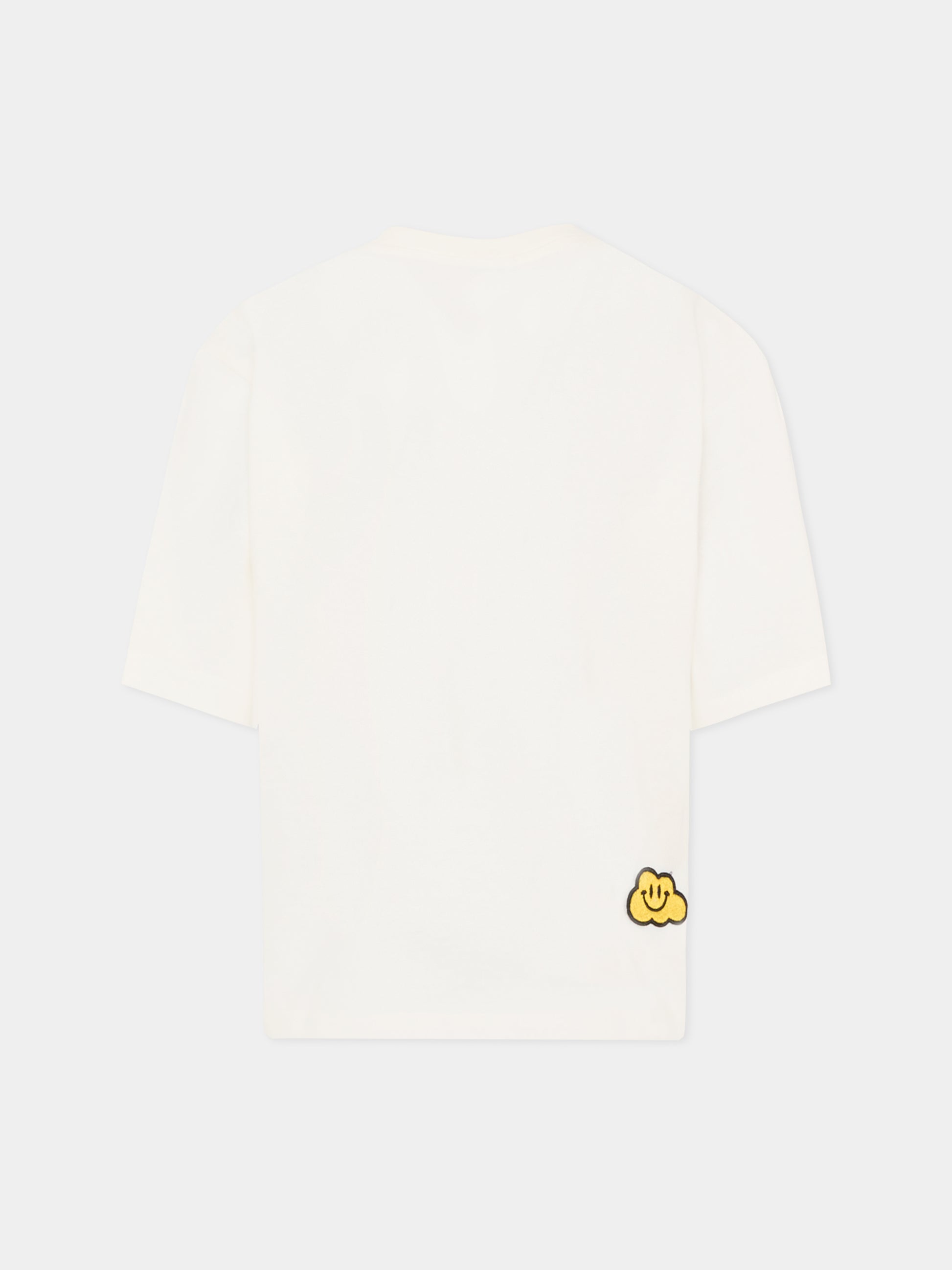 T-shirt bianca per bambini con nuvole gialle e scritta,Ghayme,F5GAJUTH009 002