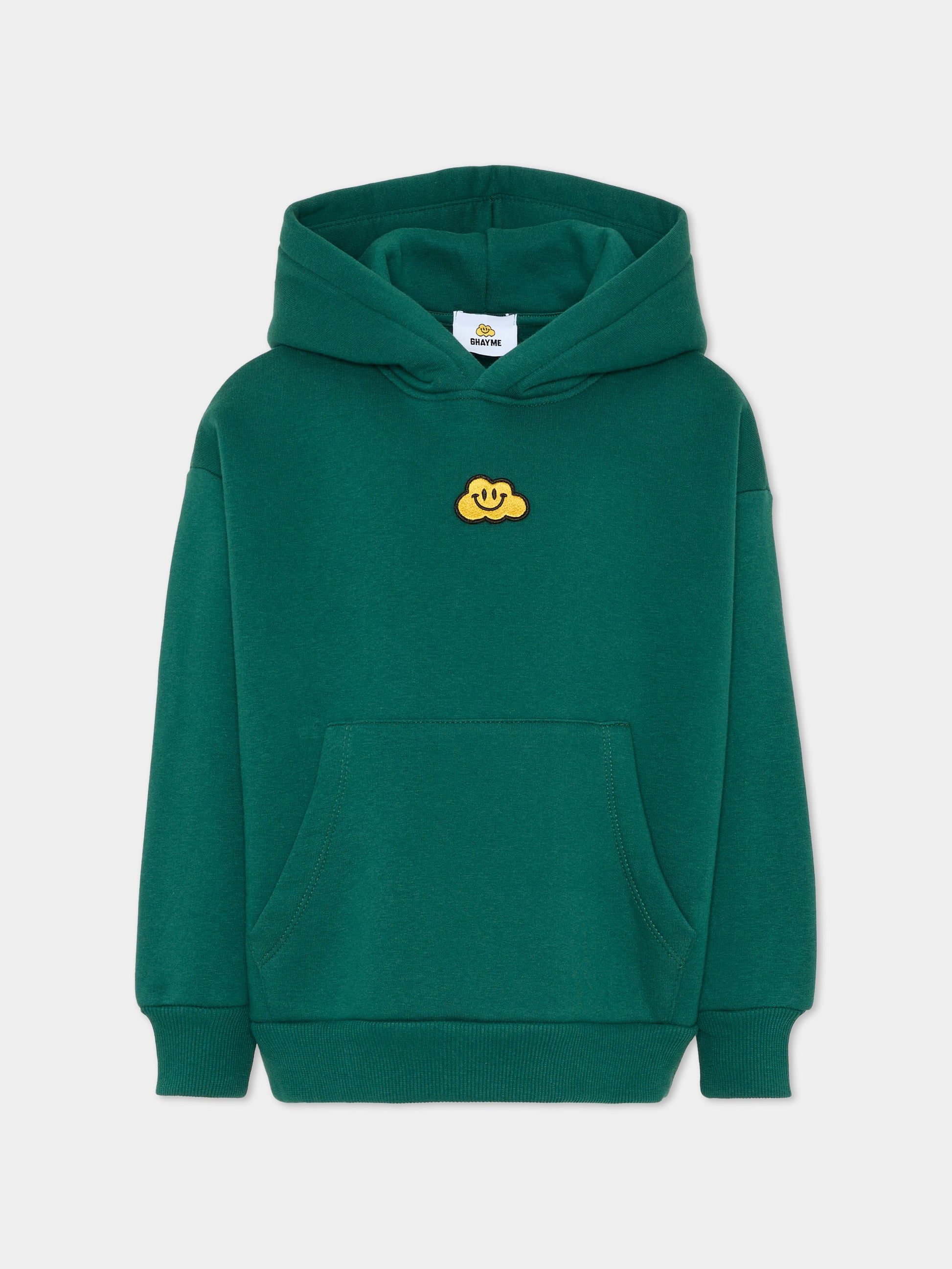 Felpa verde per bambini con nuvola gialla e scritta,Ghayme,F5GAJUHS003 088