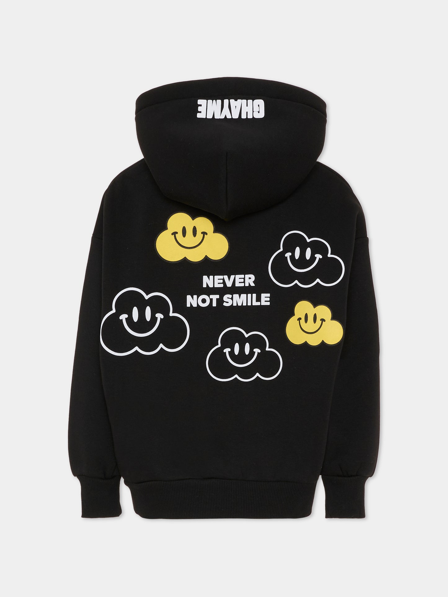 Felpa nera per bambini con nuvola gialla e scritta,Ghayme,F5GAJUHS003 110
