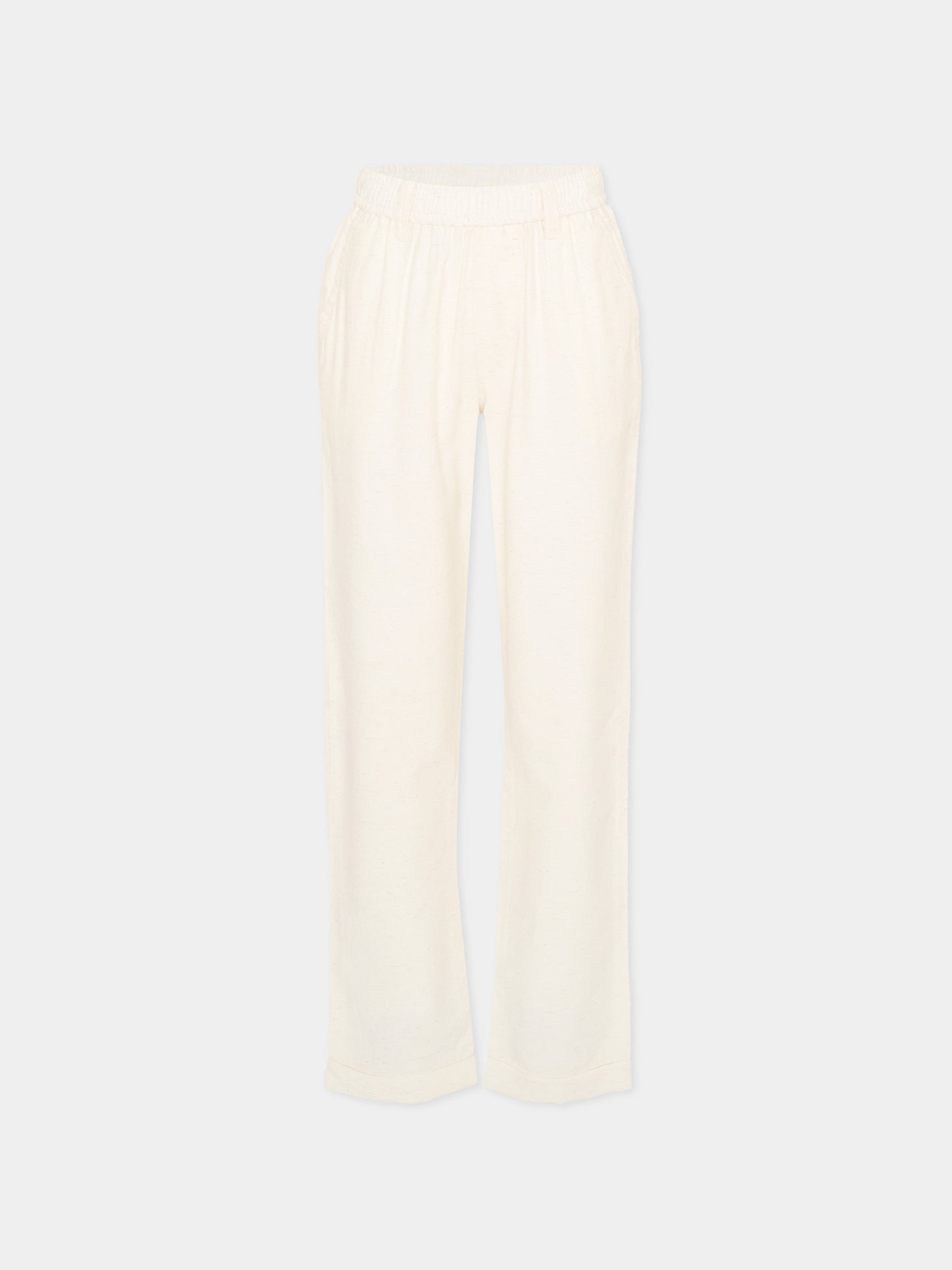 Pantalone elegante avorio per bambino con levriero,Trussardi Junior,TBP26139PA BEIGE NEW ECRU