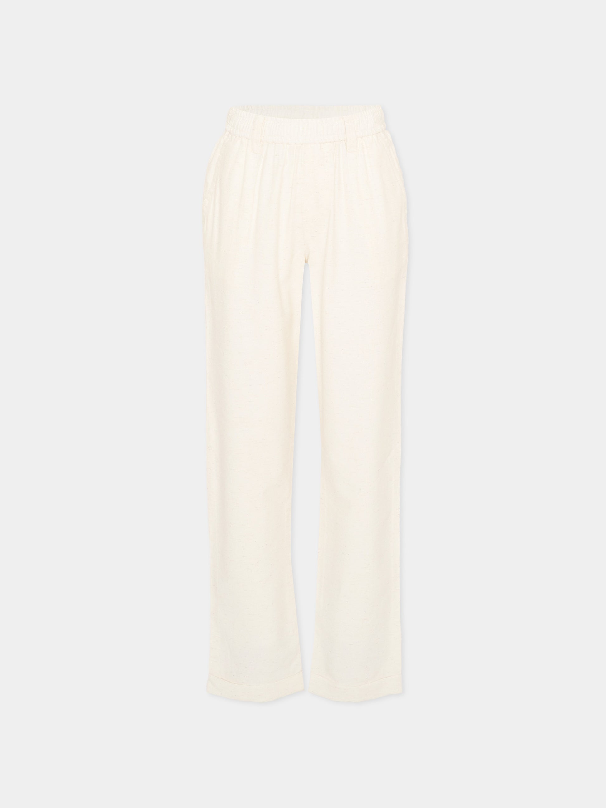 Pantalone elegante avorio per bambino con levriero,Trussardi Junior,TBP26139PA BEIGE NEW ECRU