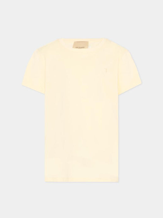 T-Shirt beige per bambino con levriero,Trussardi Junior,TBP26167TS BEIGE NEW ECRU