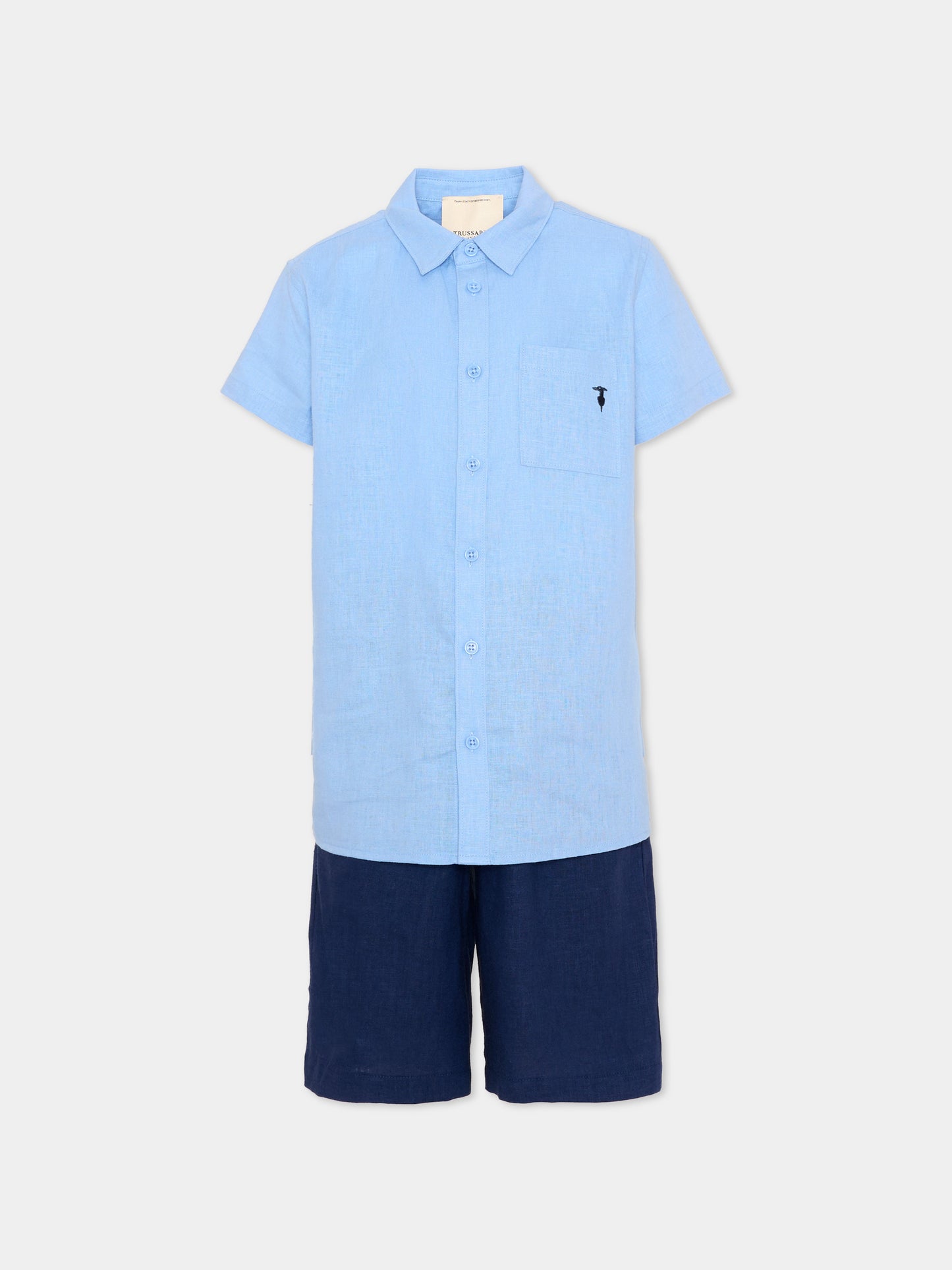 Completo blu per bambino con levriero,Trussardi Junior,TBP26019CL BLUE PLACID