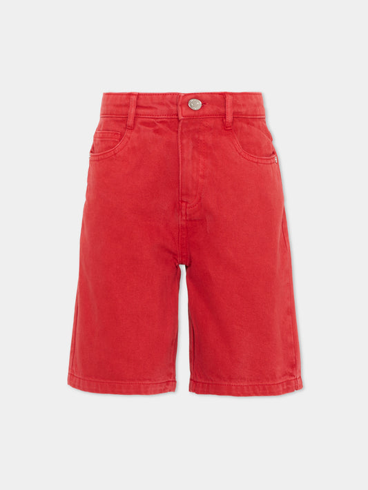 Shorts rossi per bambino in denim,Trussardi Junior,TBP26022BE RED LYCHEE