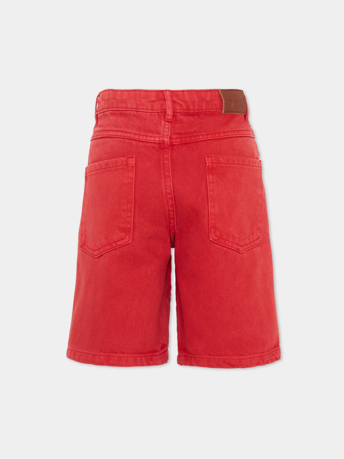 Shorts rossi per bambino in denim,Trussardi Junior,TBP26022BE RED LYCHEE