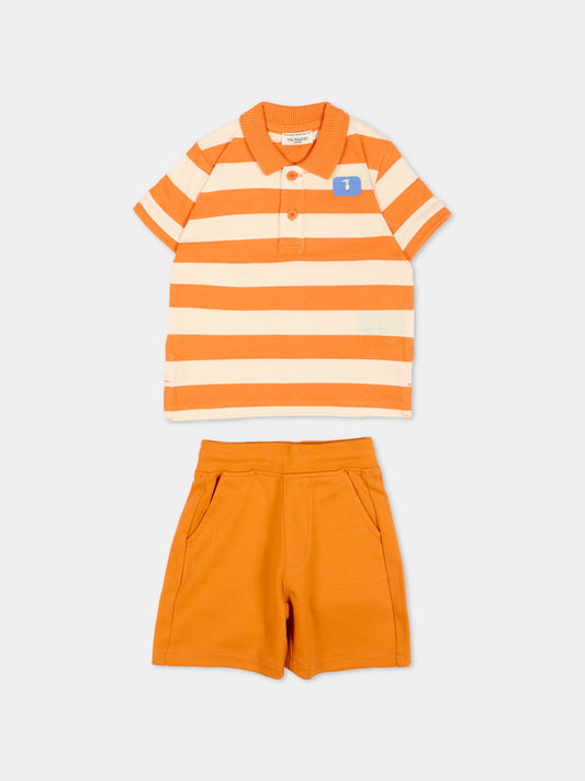 Completo sportivo arancione per neonato a righe,Trussardi Junior,TIP26082CJ ORANGE GOLDEN POPPY