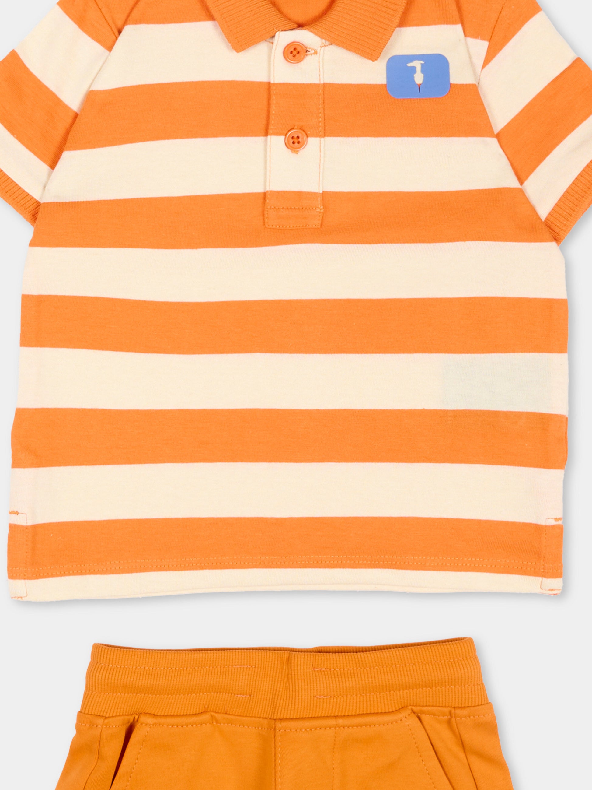 Completo sportivo arancione per neonato a righe,Trussardi Junior,TIP26082CJ ORANGE GOLDEN POPPY