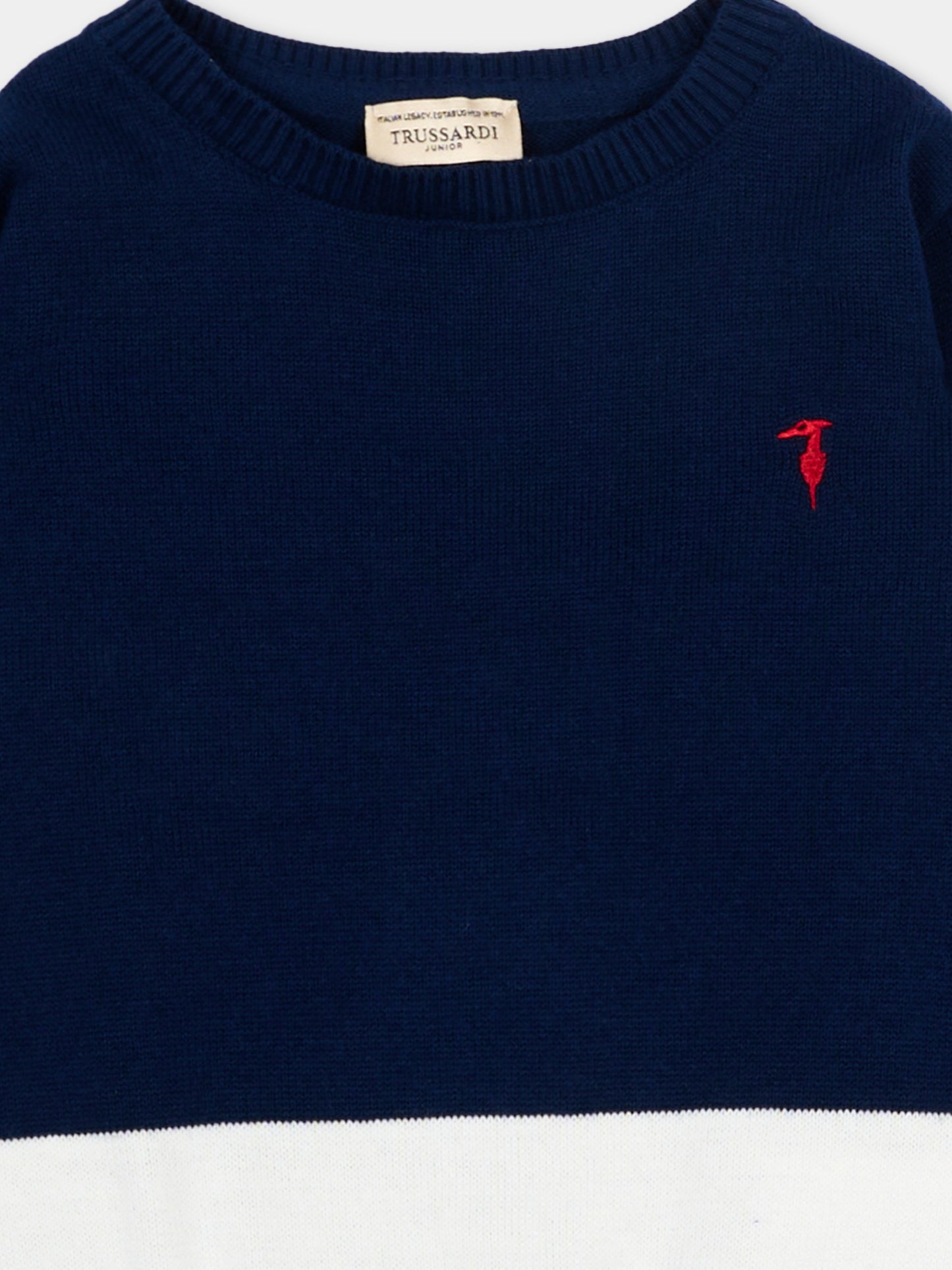 Maglione blu per neonato con levriero,Trussardi Junior,TIP26099MA BLUE ESTATE